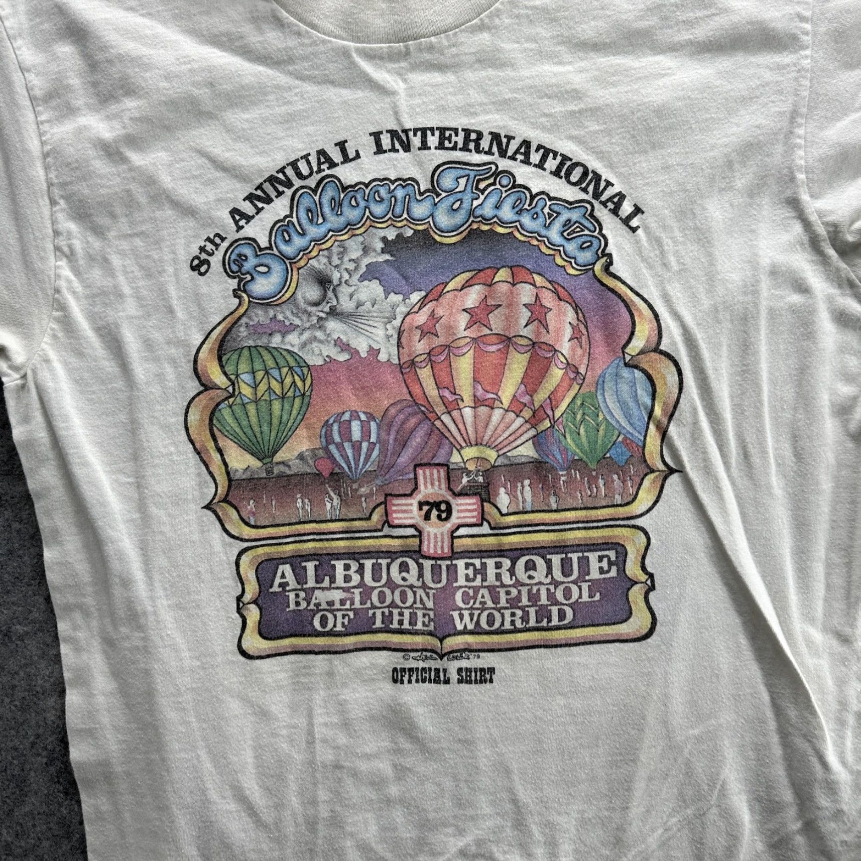 Vintage VINTAGE Albuquerque Balloon Fiesta T-Shirt Mens Small White 70s Graphic Tee Festival Travel 1979 Size US S / EU 44-46 / 1 - 4 Thumbnail
