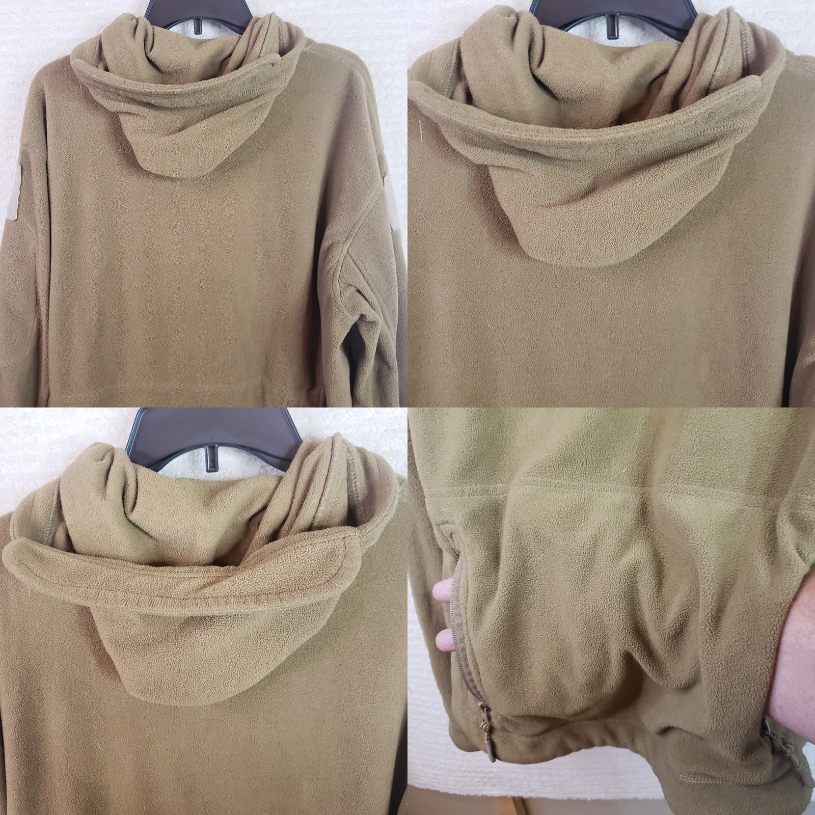 Vintage Tactical Fleece Jacket Military Hooded Zip Full Zip Men L Tan Army Special Ops Size US L / EU 52-54 / 3 - 10 Thumbnail