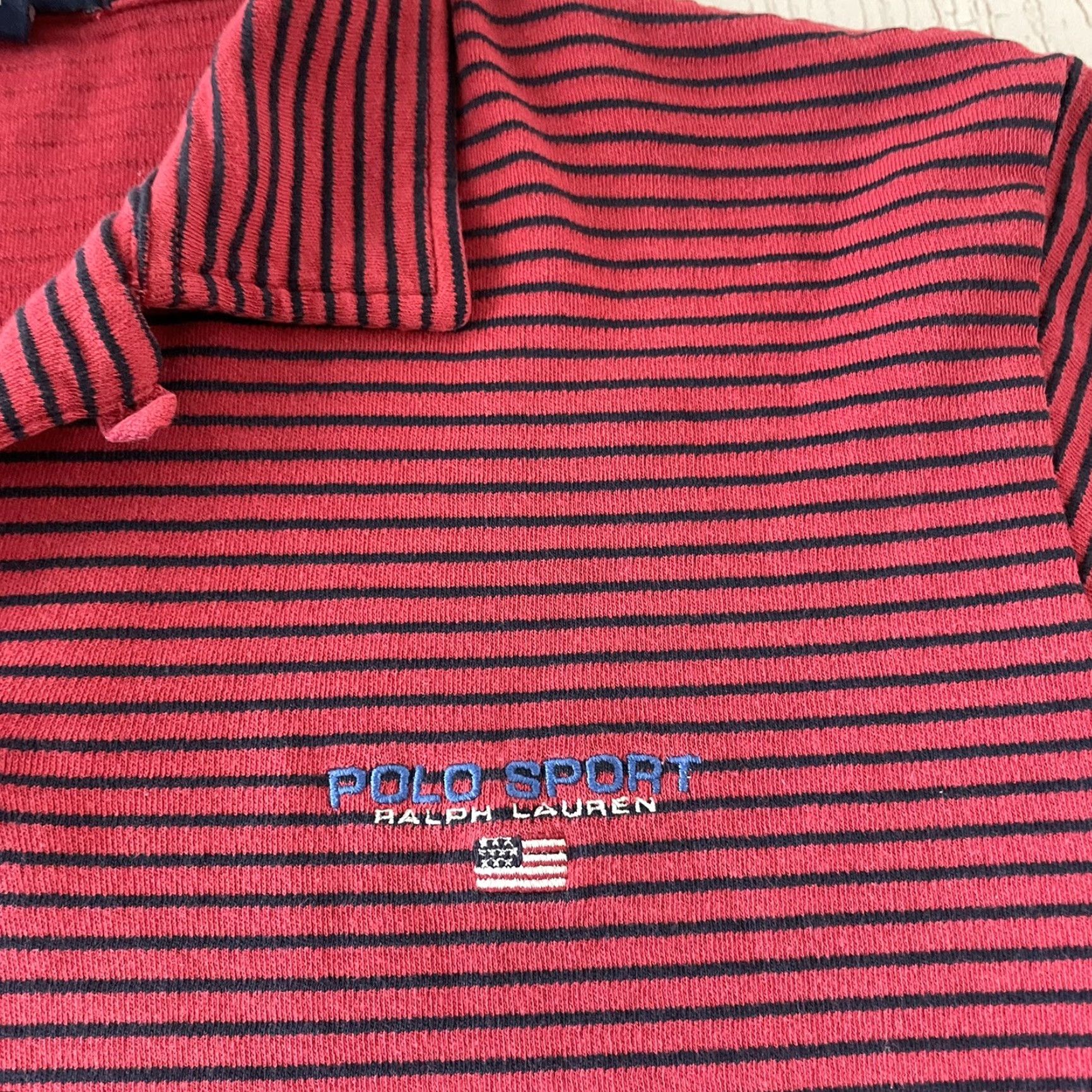 Vintage Polo Sport Ralph Lauren Short Sleeve Striped Polo Shirt Men's XL Red Size US XL / EU 56 / 4 - 2 Thumbnail