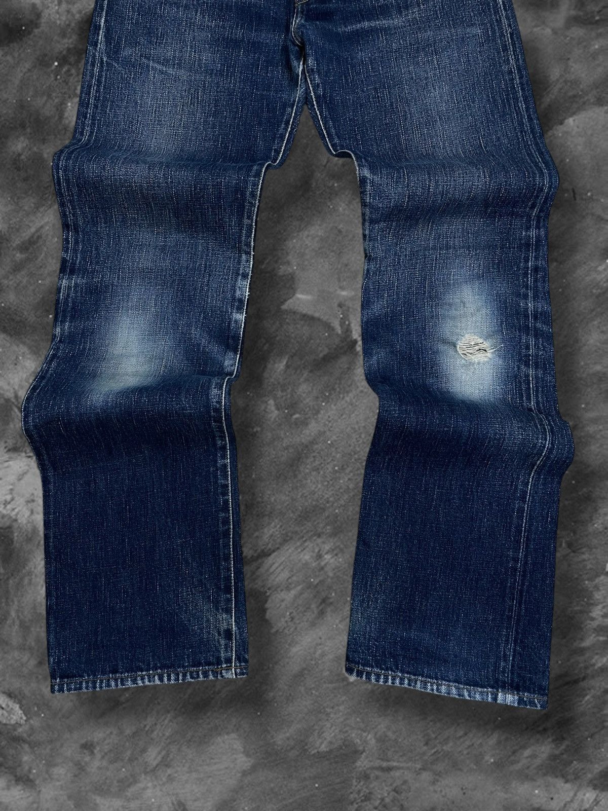 Japanese Brand Vintage Designer Japan Green Selvedge Distressed Blue Denim Size US 32 / EU 48 - 4 Thumbnail
