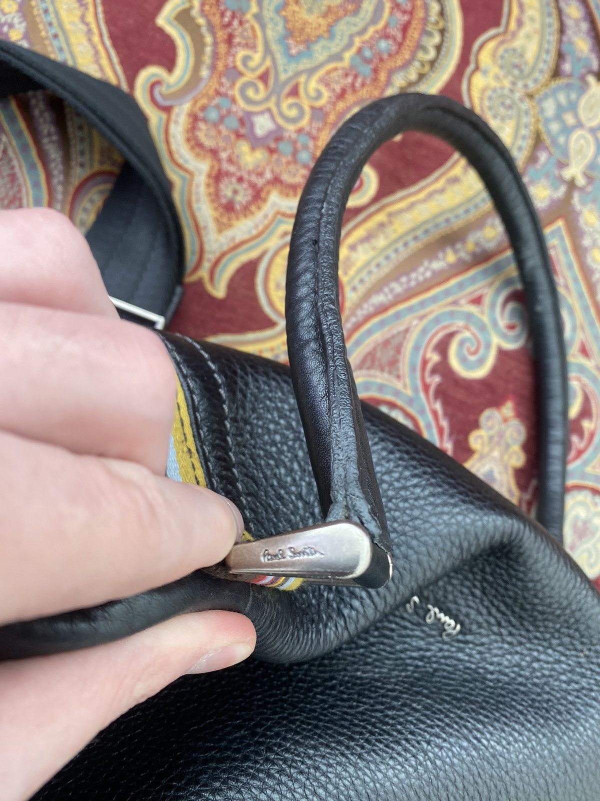 Paul Smith × Vintage Vintage Paul Smith Mainline Mens Black Cityweb Leather Bag Size ONE SIZE - 17 Thumbnail