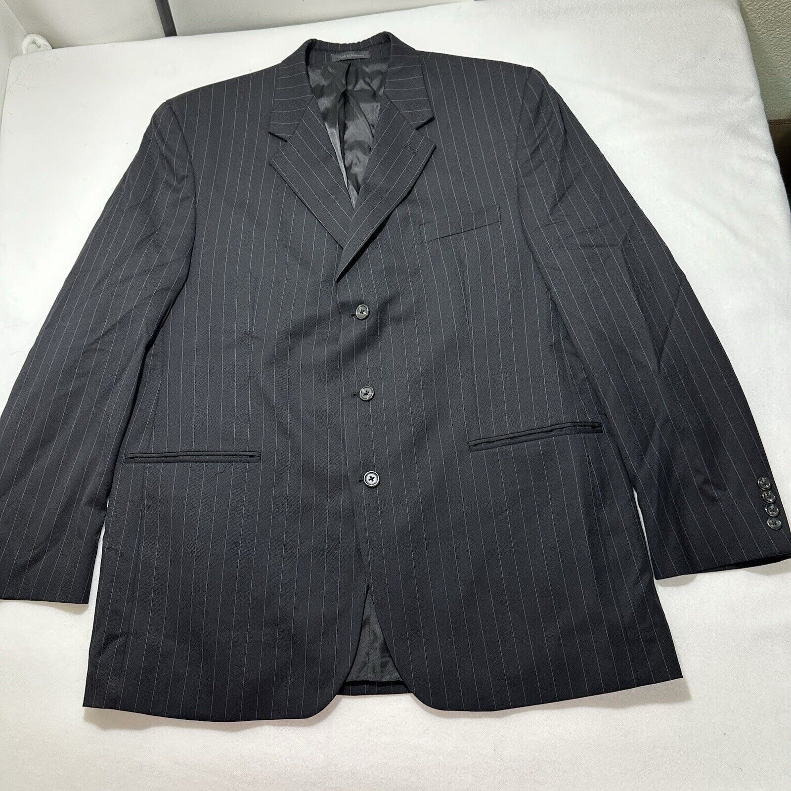 Chaps Chaps Suit Jacket Men's 46LWool Black Pinstripe Sport Coat Size 46L - 1 Thumbnail
