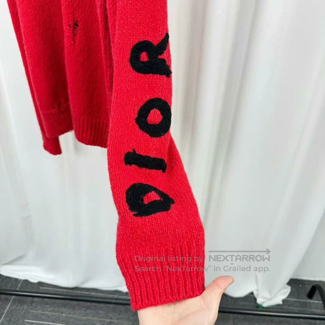 Dior red embroidered dinosaur sweater by Dior. Size US L / EU 52-54 / 3 - 4 Thumbnail