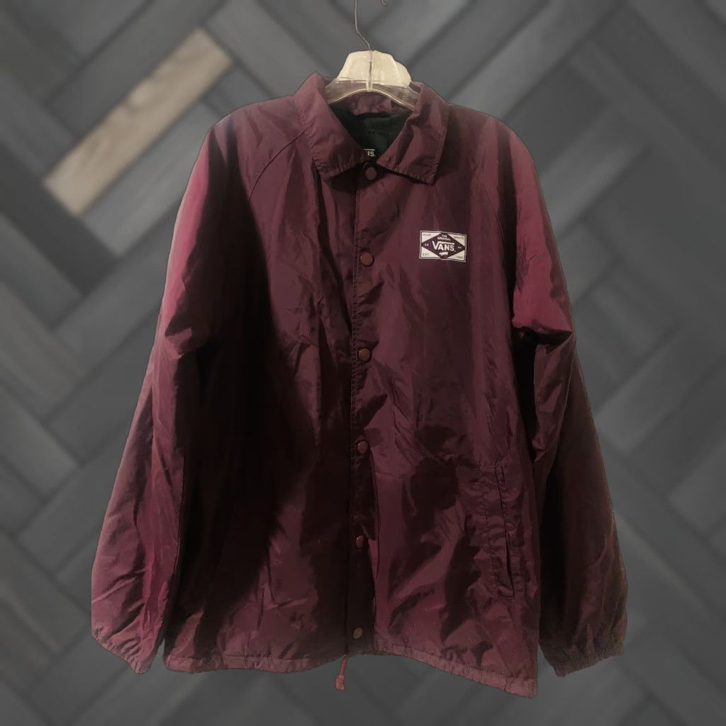 Vans Vans Off The Wall Windbreaker Jacket Mens M Burgundy Logo Wind-Resistant Lightweight Casual Skateboarding Size US M / EU 48-50 / 2 - 1 Thumbnail