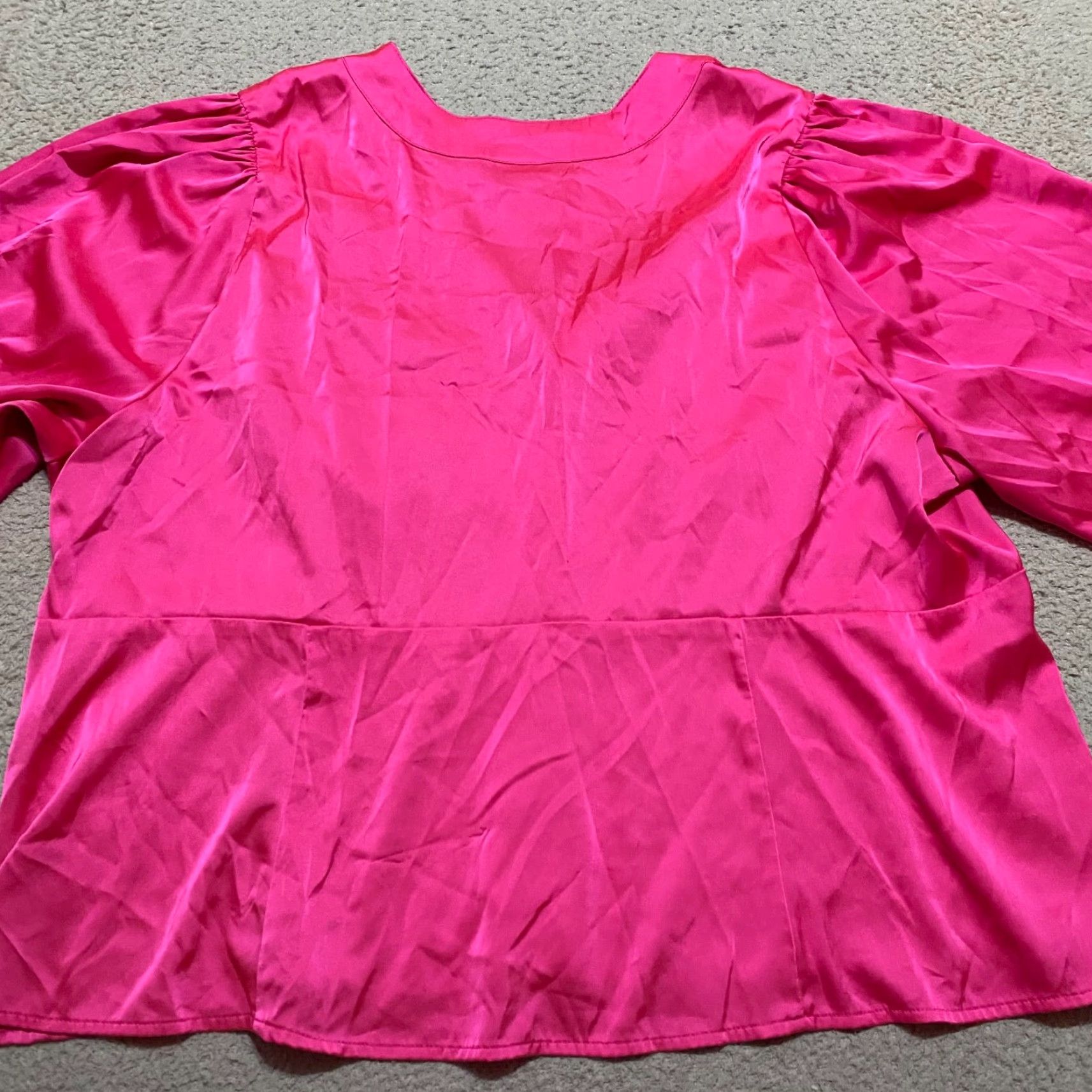 Torrid Torrid Pink Satin Button-Up Top 3X Plus V-Neck Long Sleeve Empire Waist Womens Shirt New Listing Size XXL / US 16-18 / IT 52-54 - 2 Thumbnail