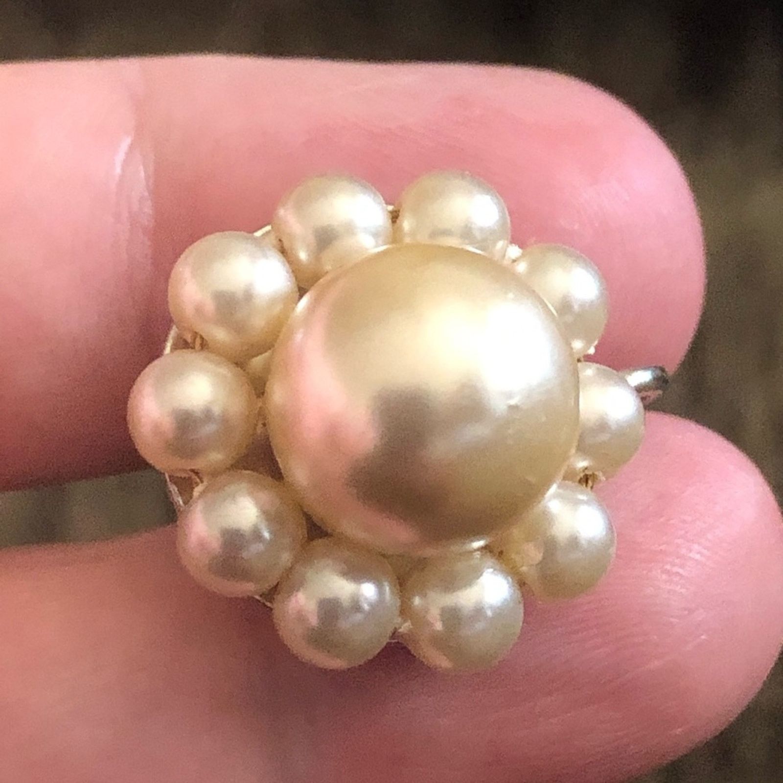 Vintage Vintage 50s faux pearl cluster screw back clips Size ONE SIZE - 3 Thumbnail