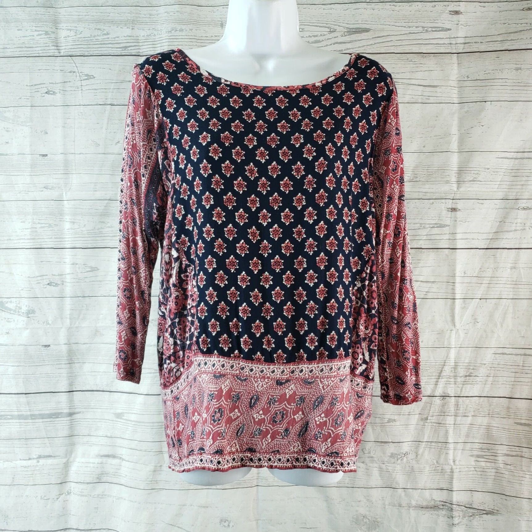 Lucky Brand Lucky Brand Womens Top Blouse 3/4 Sleeve M Pink Floral Viscose Shirt Womens Size M / US 6-8 / IT 42-44 - 2 Thumbnail