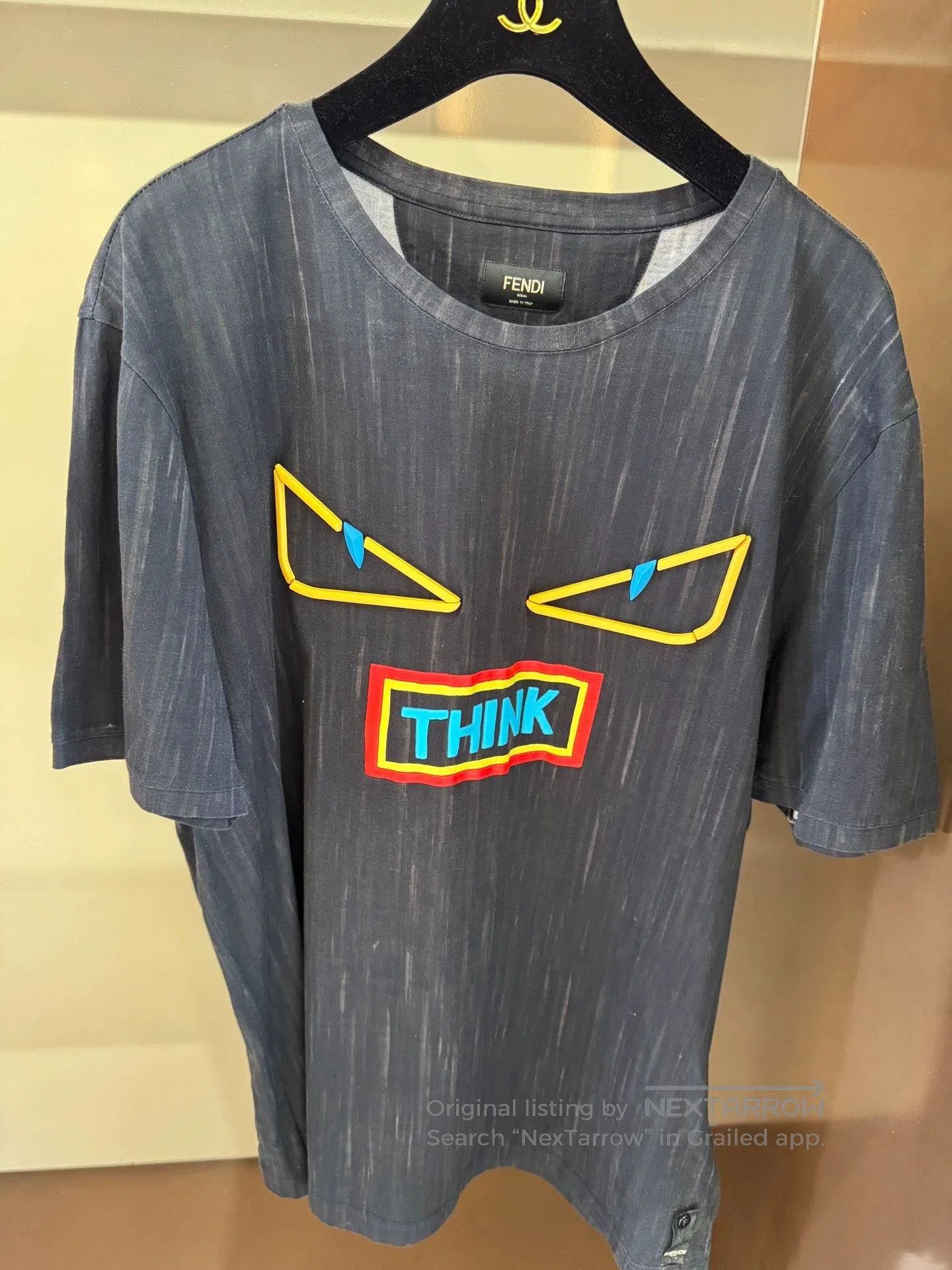 Fendi Men's Distressed Neon Devil T-Shirt.