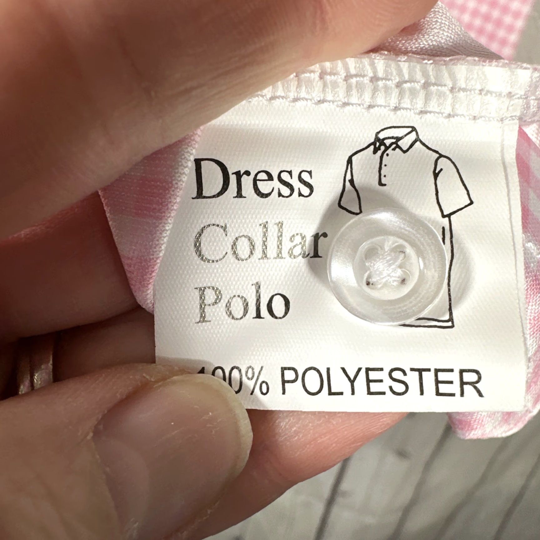 CO Collars & Co Dress Collar Polo Shirt L Pink Gingham Semi Spread Short Sleeve Button Closure Men Golf Polo Carded Regular Fit Size 42R - 6 Thumbnail