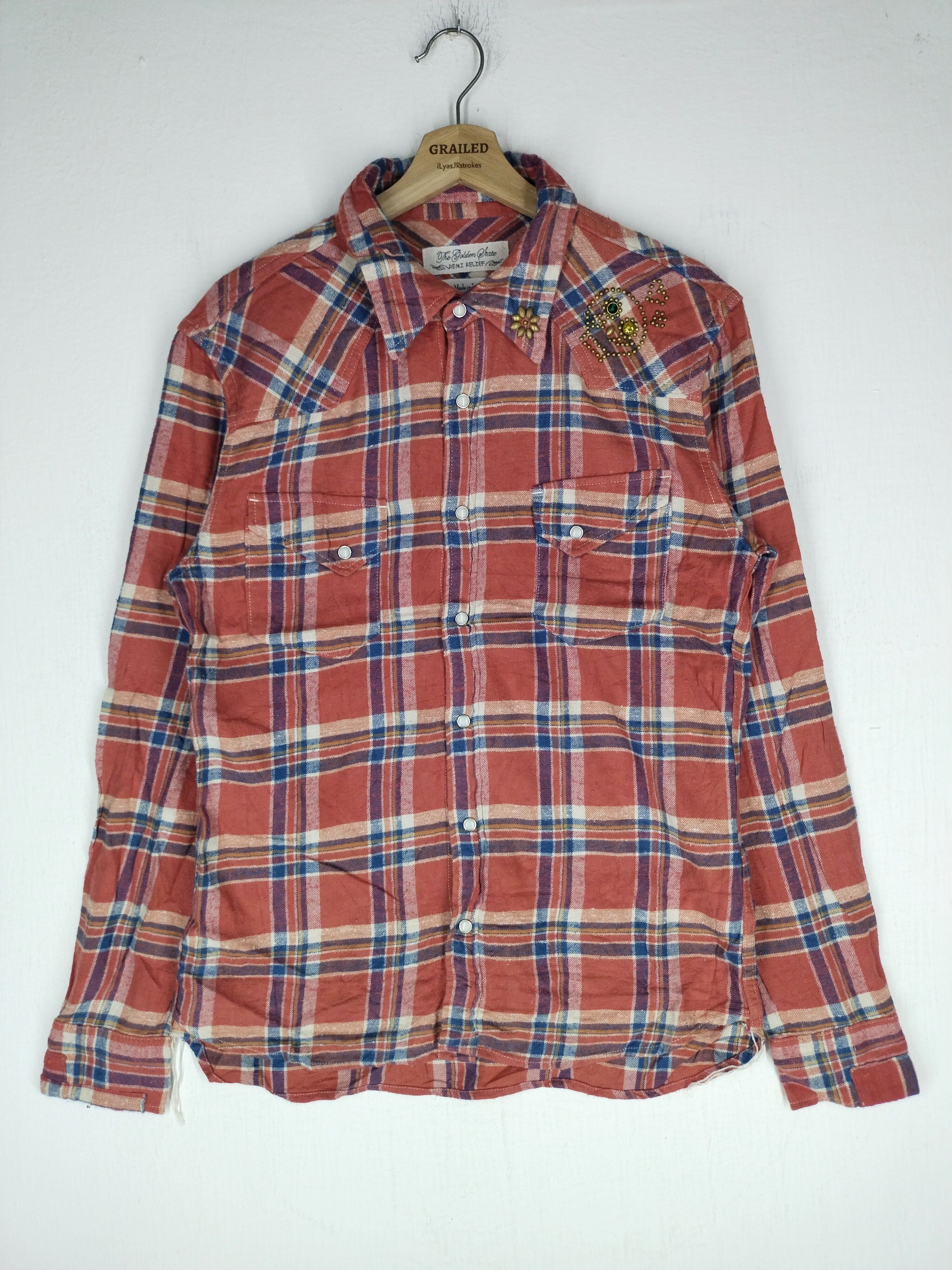 Japanese Brand × Remi Relief Vtg Japanese Slub Flannel Work Shirt Size US L / EU 52-54 / 3 - 1 Thumbnail