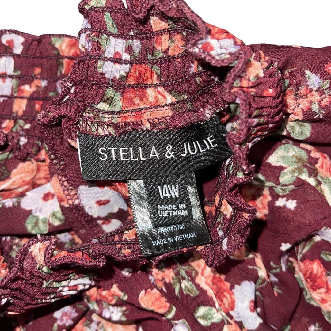 Other Stella & Julie Burgundy Floral Midi Dress Plus 14 elastic Size XL / US 12-14 / IT 48-50 - 4 Thumbnail