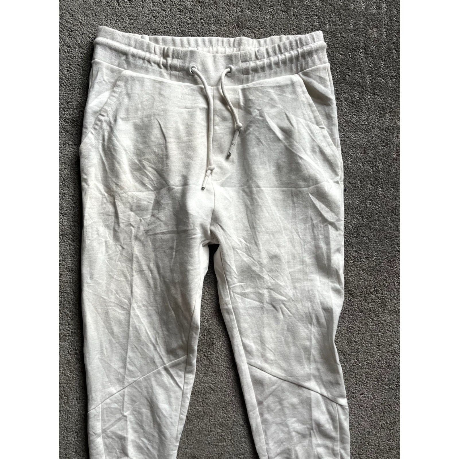 Zara VINTAGE Zara Sweatpants Joggers Womens M White Athletic Pockets Elastic Waist 27.5in Inseam Cotton-Poly Blend Pants Size 32" / US 10 / IT 46 - 2 Thumbnail