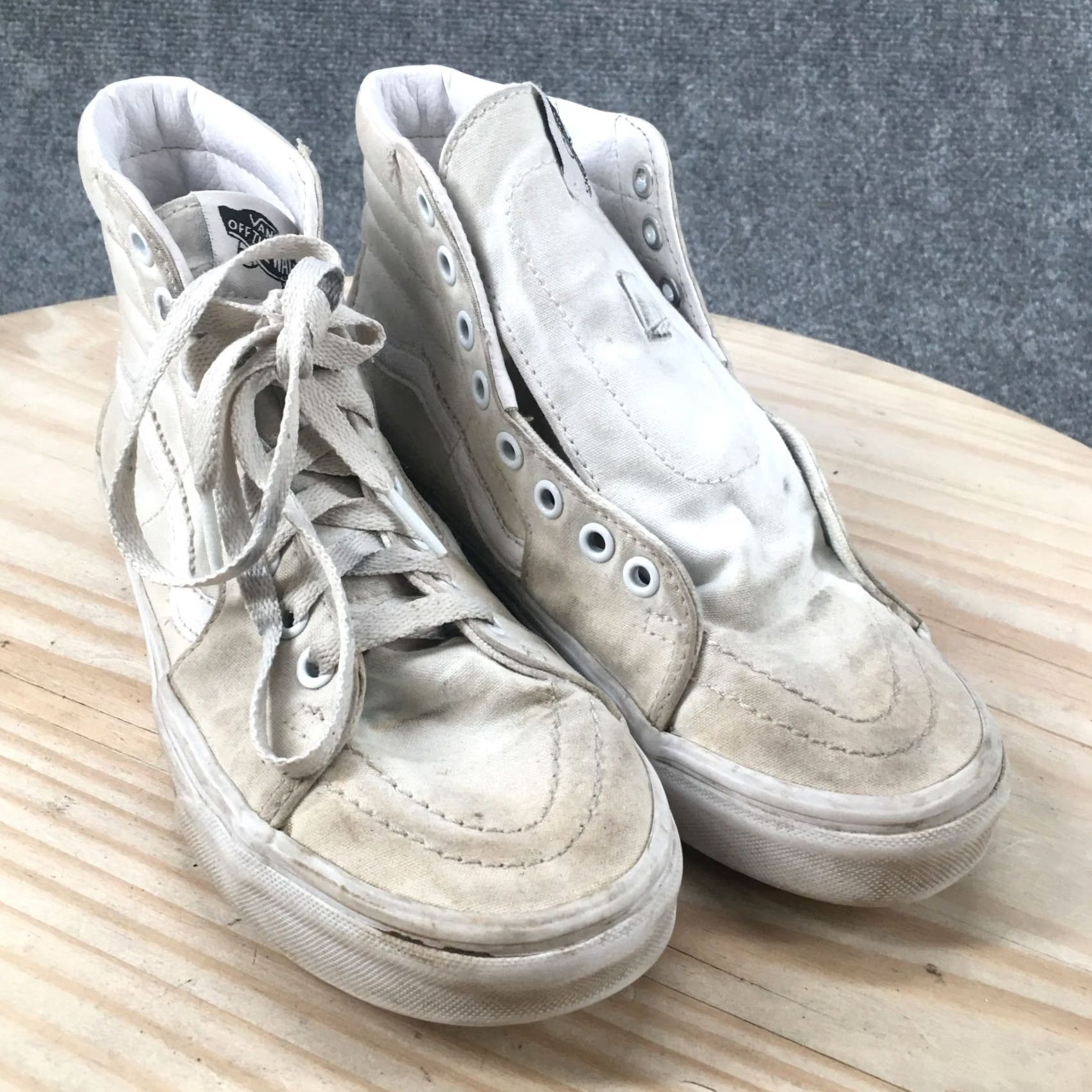Vans VANS Old Skool High Top Skate Sneakers White Canvas Mens 6 Womens 7.5 Shoes Size M / US 6-8 / IT 42-44 - 3 Thumbnail