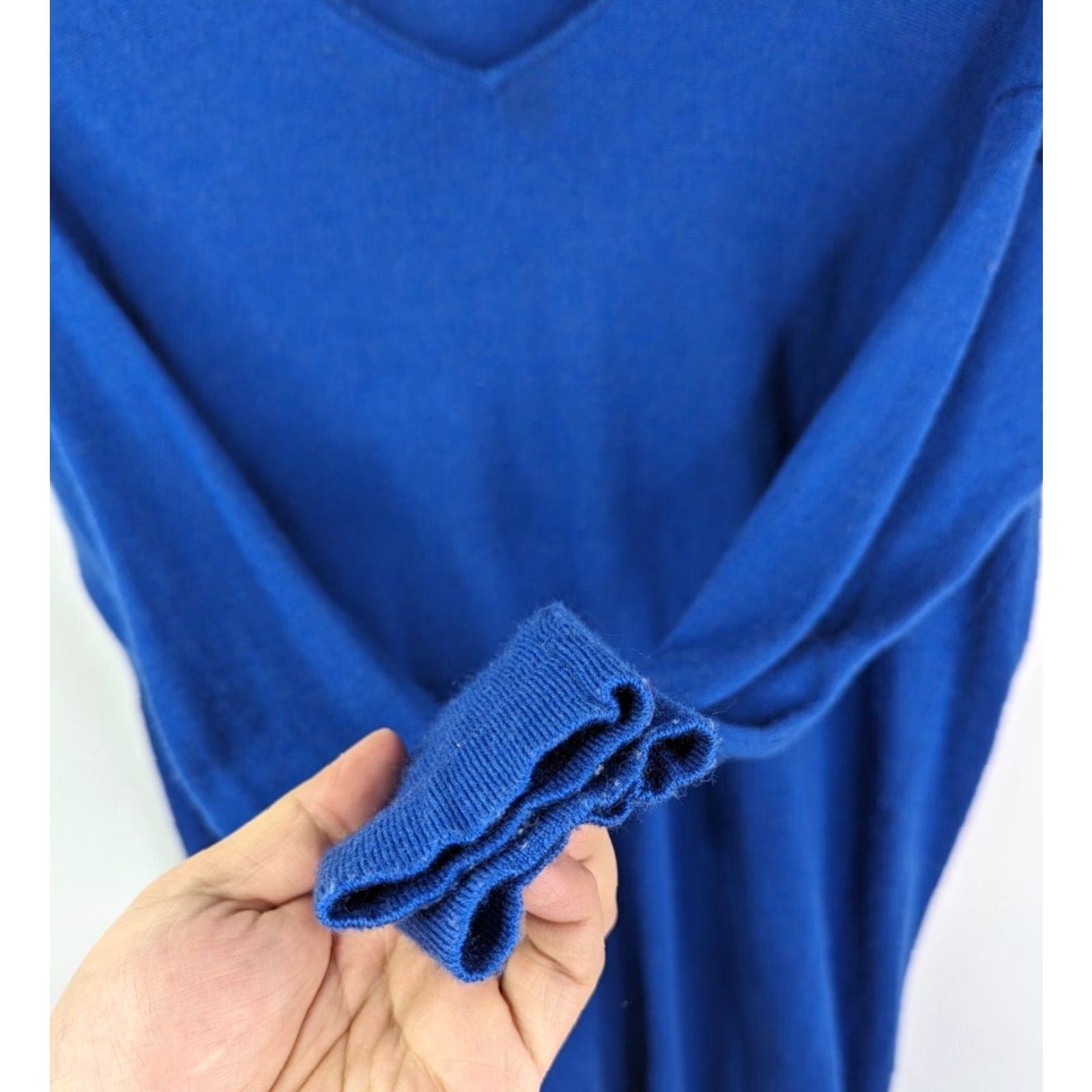 Eileen Fisher Eileen Fisher Merino Wool Sweater XS V-Neck Knit Blue Pullover Womens R3MF-1 Size XS / US 0-2 / IT 36-38 - 2 Thumbnail