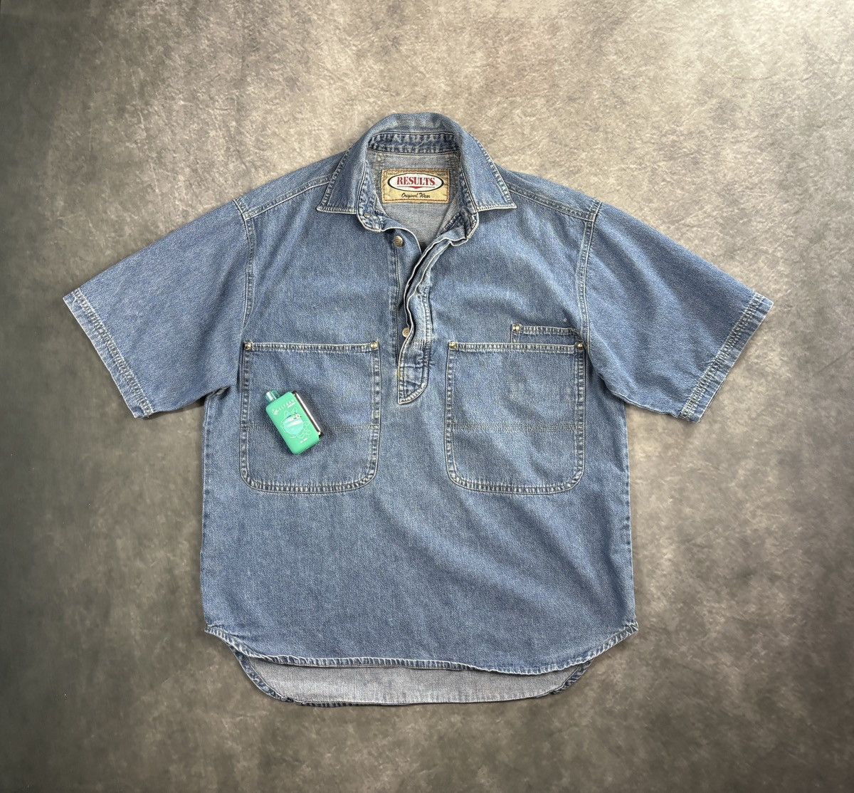 Vintage 1990s Denim Anorak Vintage Work Shirt Jeans Pullover Short Size US M / EU 48-50 / 2 - 15 Thumbnail