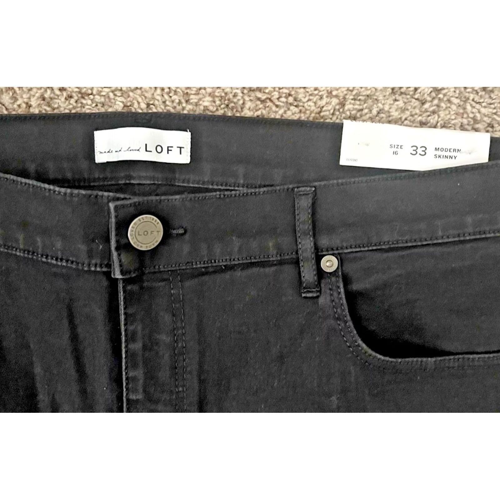 Loft Loft Modern Skinny Jeans Womens 33 Sz 16 Black High Rise Stretch Ankle Tie New Size 38" / US 16 / IT 52 - 5 Thumbnail