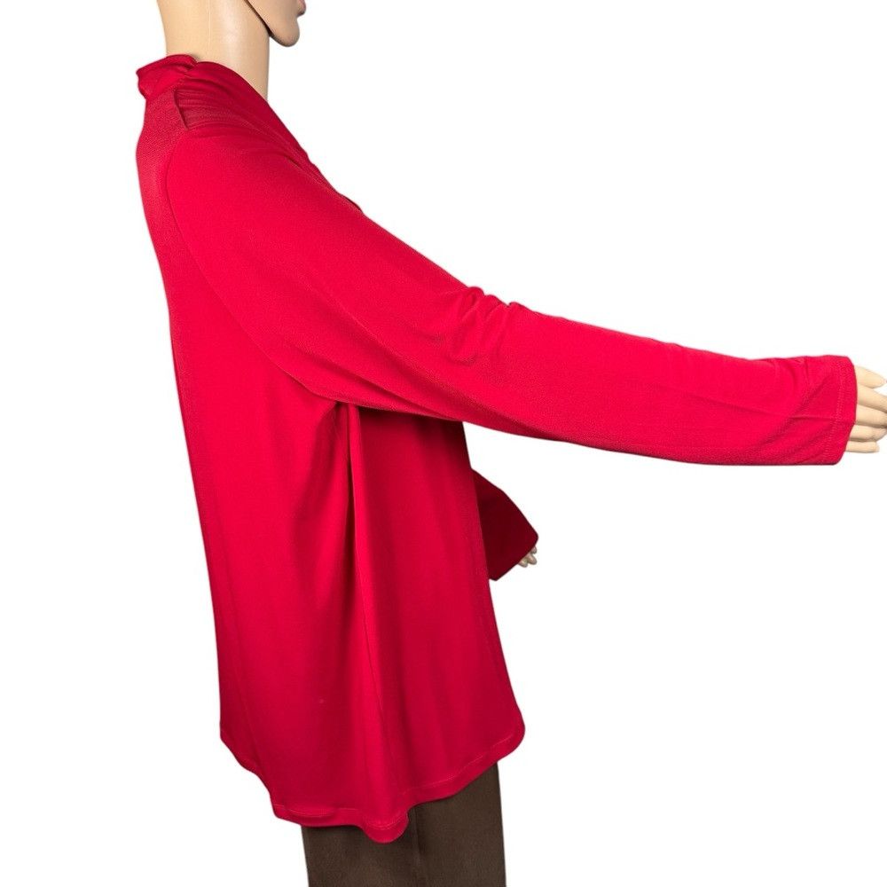 Other New Susan Graver Liquid Knit Long Sleeve High Neck Red Top Size L / US 10 / IT 46 - 3 Thumbnail