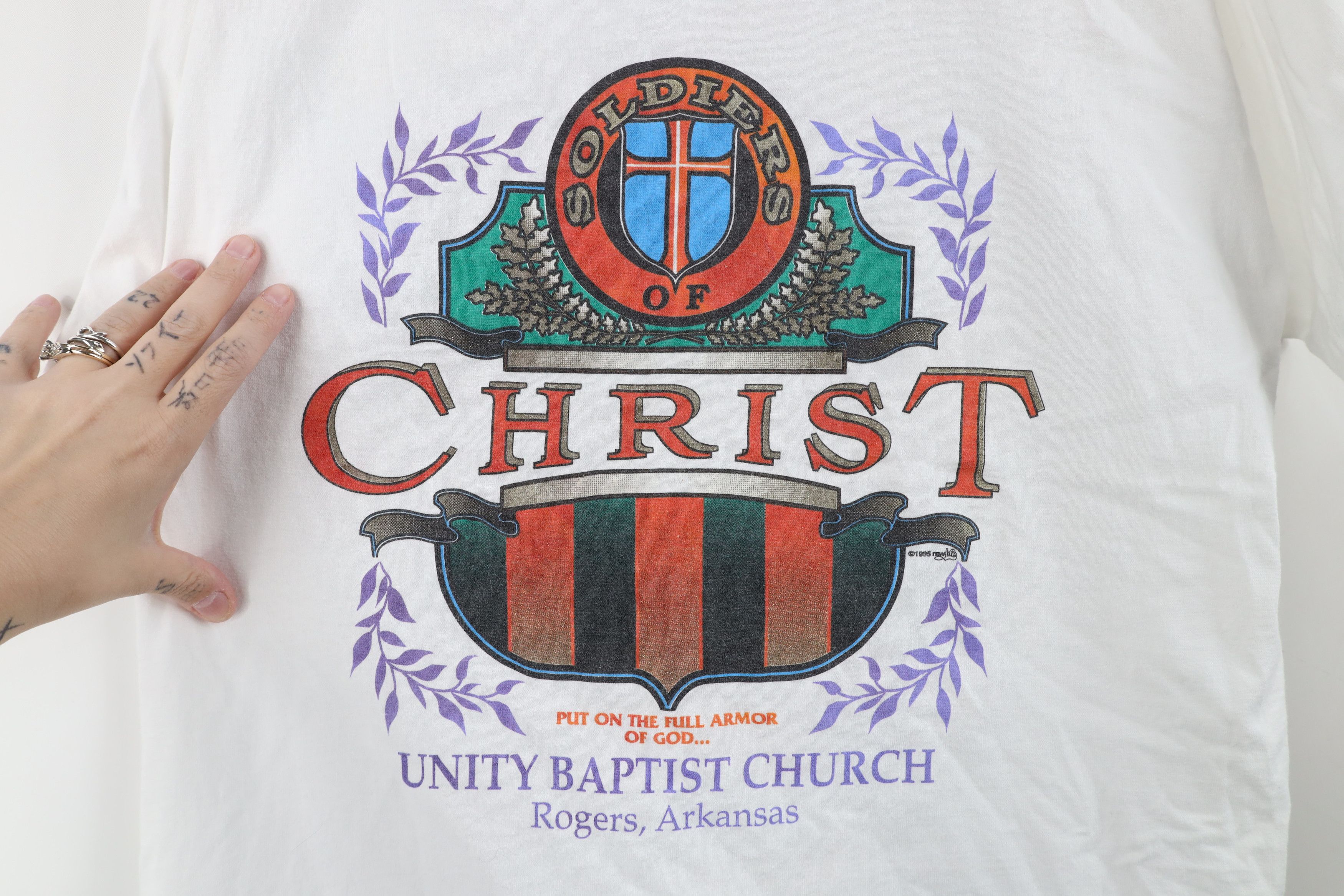 Vintage Vintage 90s Christianity of Christ God T-Shirt White USA Size US XL / EU 56 / 4 - 4 Thumbnail