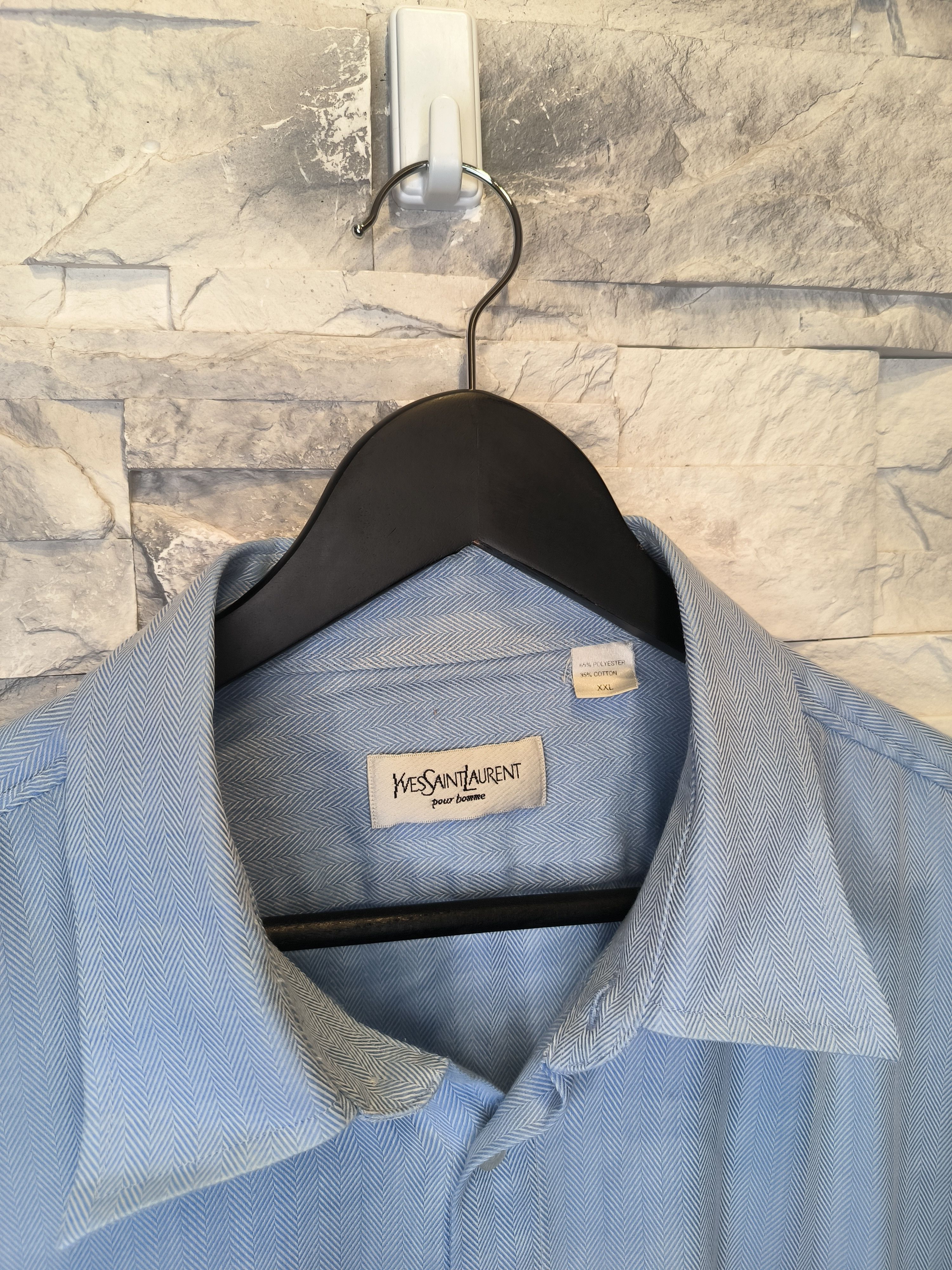 Yves Saint Laurent YSL Pour Homme Shirt Button-Up Saint Laurent Logo Size US XXL / EU 58 / 5 - 4 Thumbnail