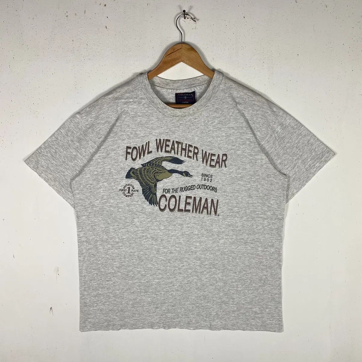 Coleman × Vintage VINTAGE 90's COLEMAN Fowl Weather Wear Rugged Outdoors Tee Size US L / EU 52-54 / 3 - 2 Thumbnail