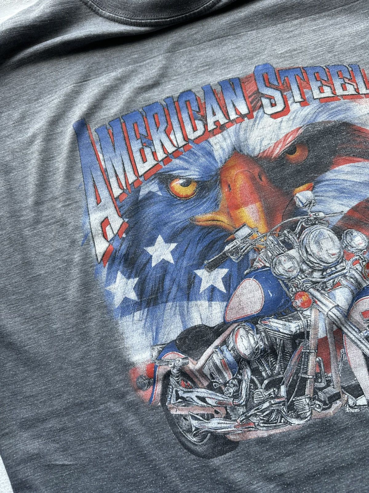 Vintage 🚨VNTG AMERICAN STEEL RARE BIG LOGO FADED HARLEY STYLE Size US M / EU 48-50 / 2 - 7 Thumbnail