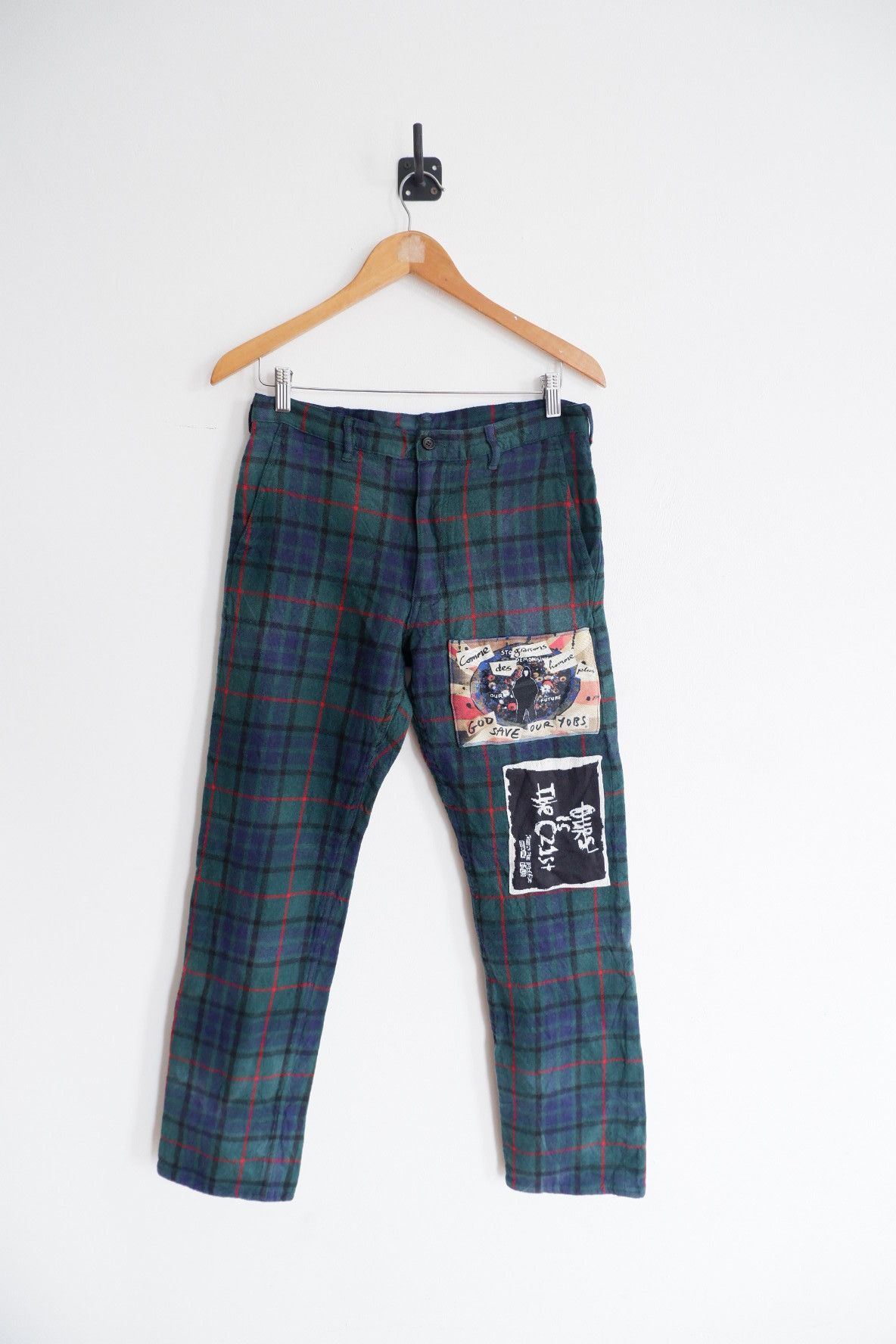 image of Archival Clothing x Comme Des Garcons 2008 Cdghp Patch "god Save The Yobs Ours Future" Wool Pants i