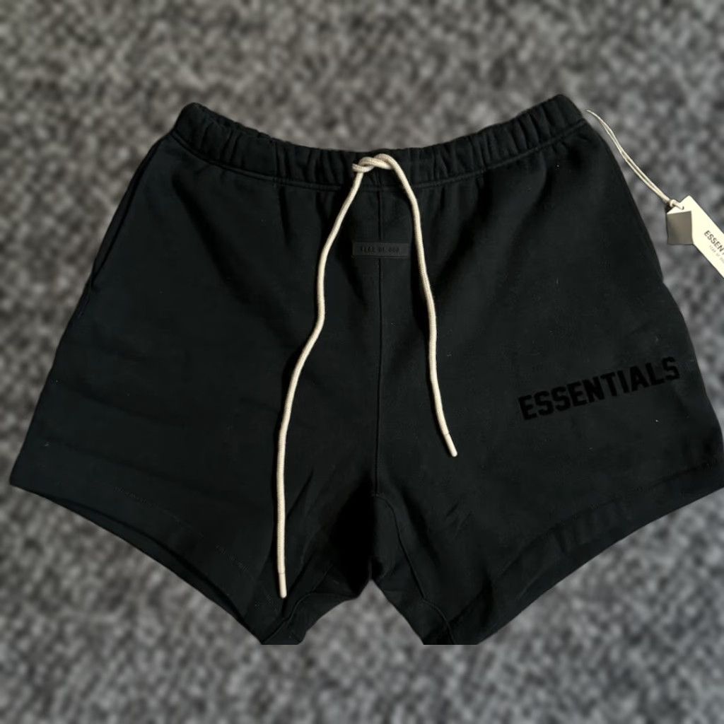 Fear of God Essentials Shorts M Jet Black Regular Men Cotton Polyester Drawstring Pockets NWT Brand New with Tags