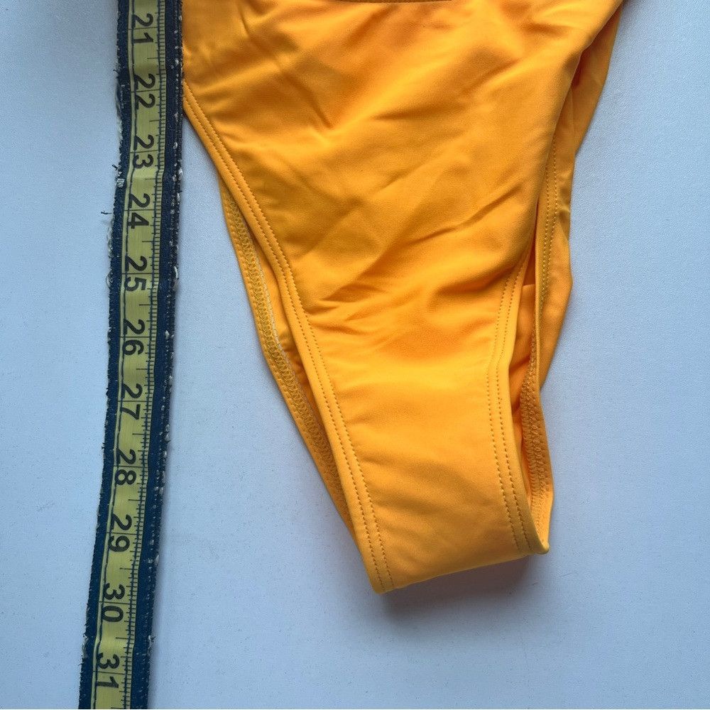 Designer New Matte Swim Monikini One Piece Cut Out Top Yellow Large Size ONE SIZE - 8 Thumbnail