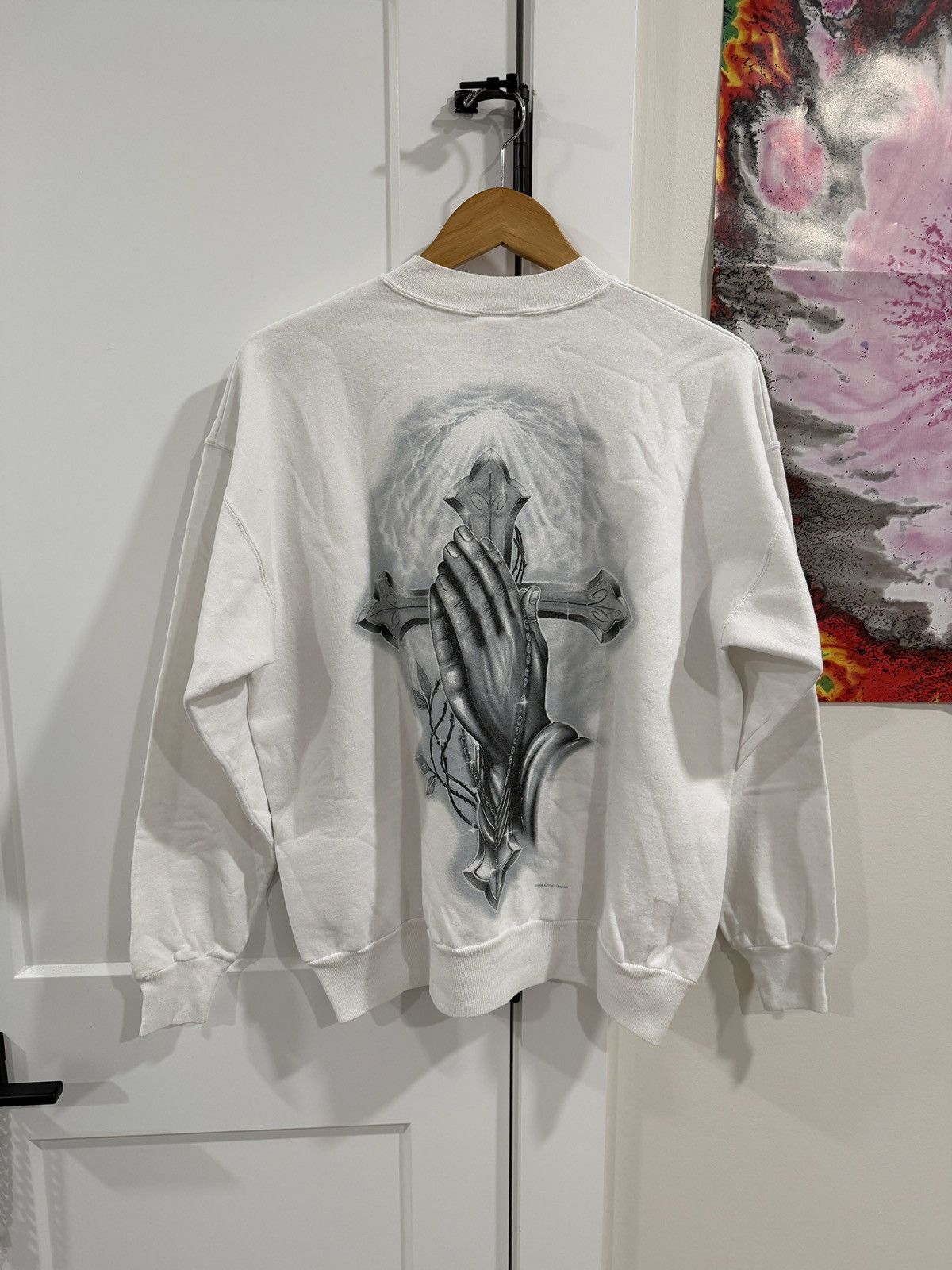 Homies Vintage 1998 Aztlan Graphics Praying Hands Cross Crewneck Size US L / EU 52-54 / 3 - 2 Thumbnail