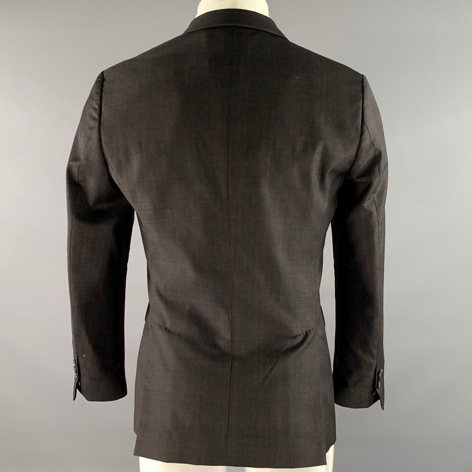 Dsquared2 DSQUARED2 38 Grey Brown Plaid Wool Peak Lapel Sport Coat Size 38R - 4 Thumbnail