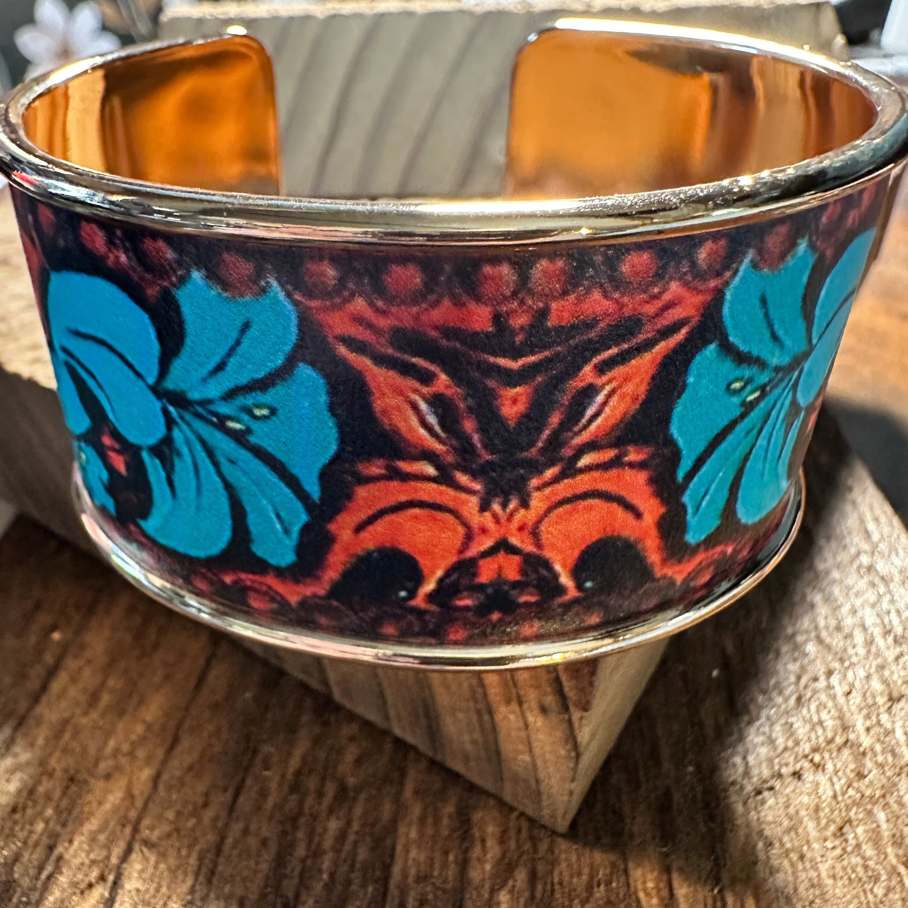 Other Boho Native American Floral Wide Cuff Bangle Bracelet, Ships Size ONE SIZE - 1 Thumbnail