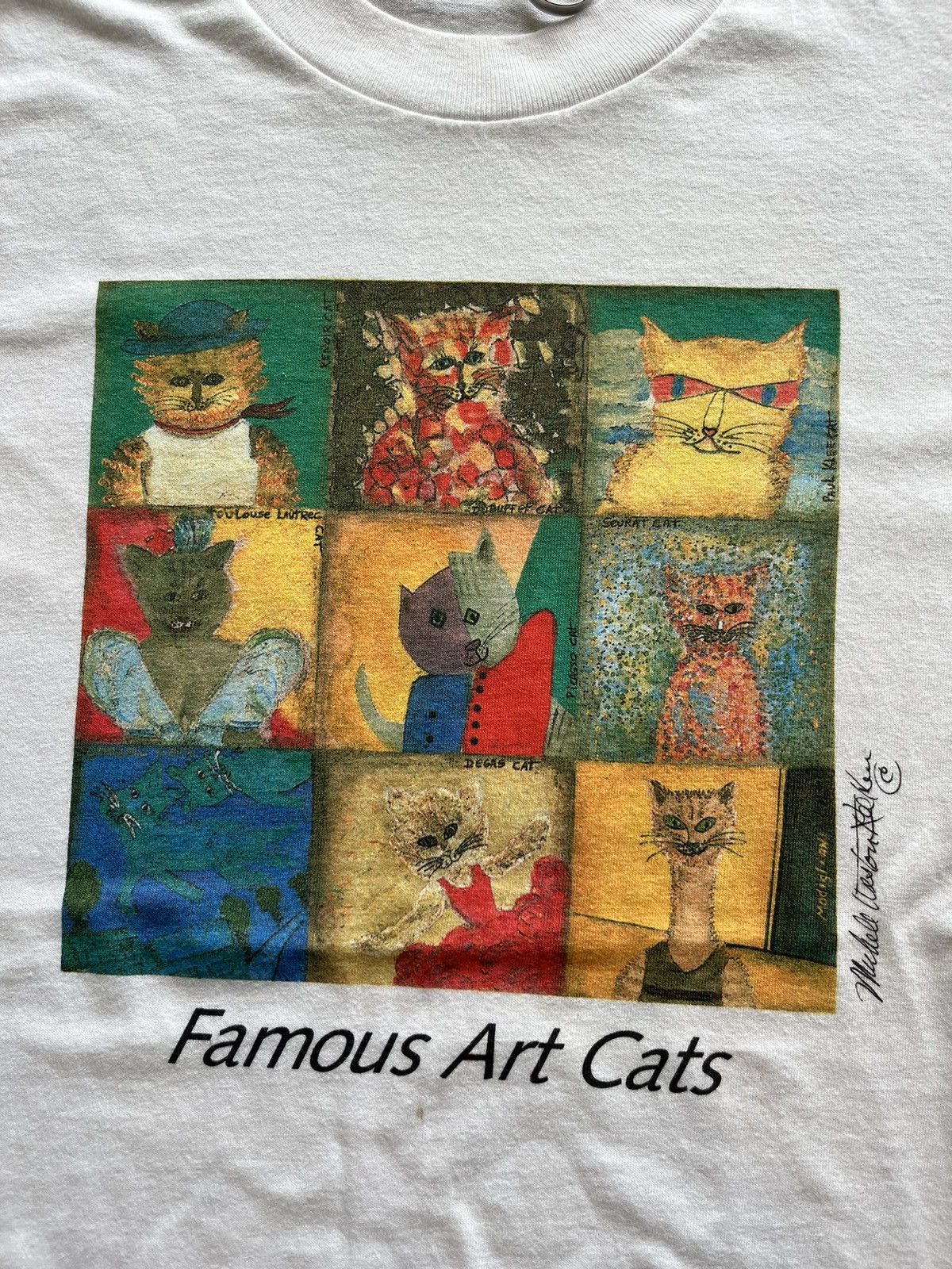 Vintage Vintage Famous Art Cats 90’s by Amedeo Modigliani Tshirt Size US L / EU 52-54 / 3 - 6 Thumbnail