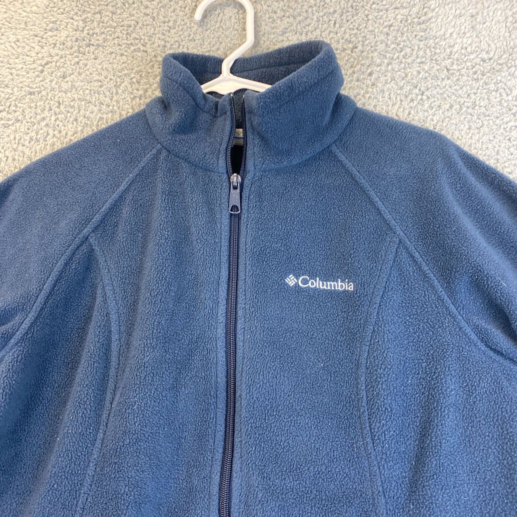 Vintage Columbia Indigo Blue Fleece Full Zip Mock Neck Jacket Size Medium /70-6 Size M / US 6-8 / IT 42-44 - 2 Thumbnail