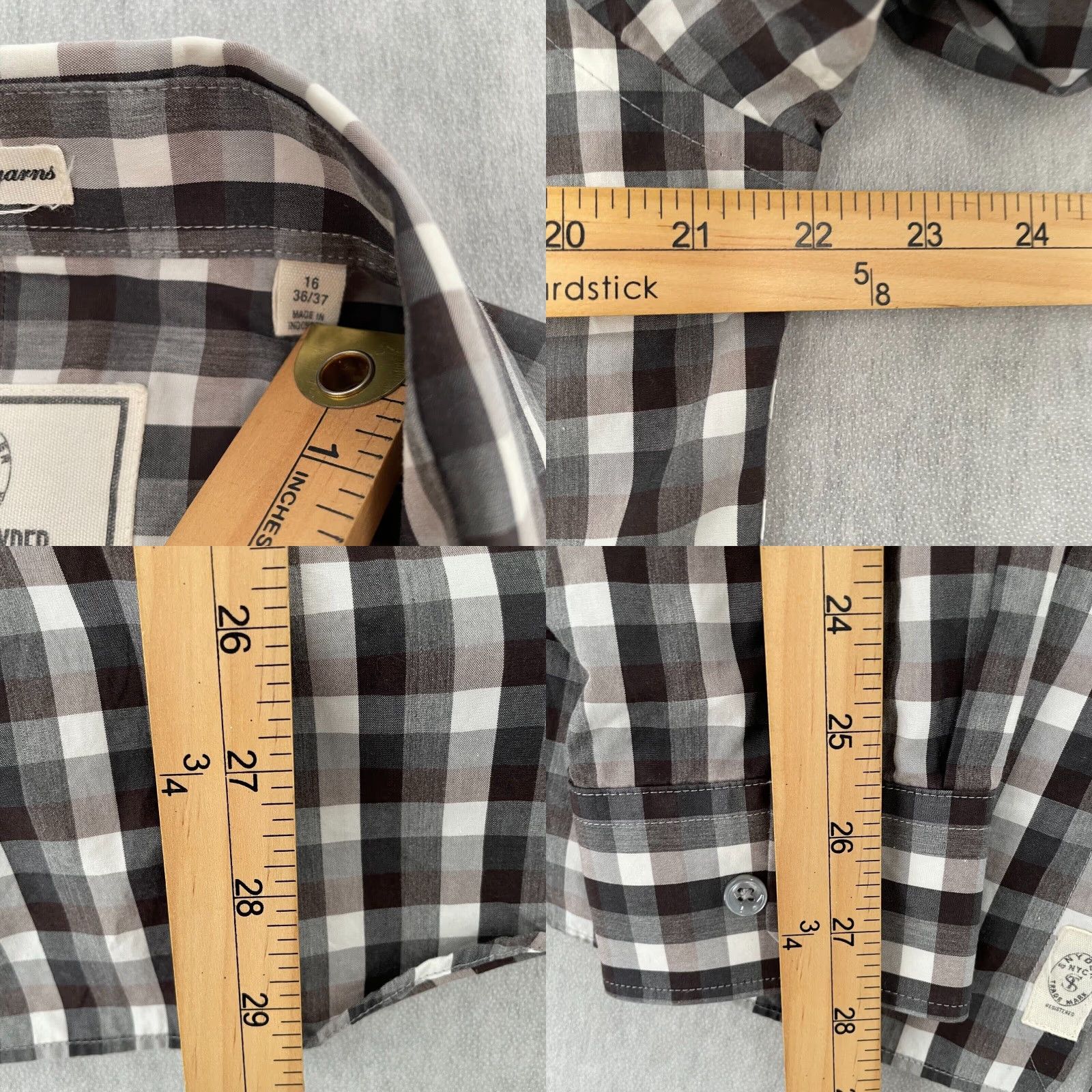 Todd Snyder VINTAGE Todd Snyder Check Shirt Long Sleeve Button Up Mens Adult Size 16 Black Casual Size US L / EU 52-54 / 3 - 8 Thumbnail