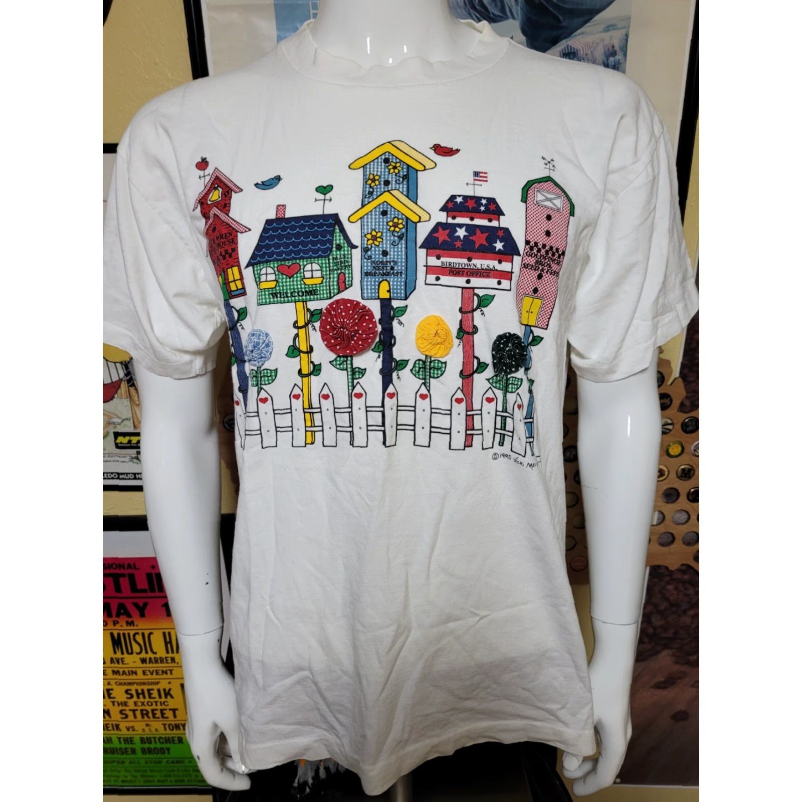 Vintage VTG 1995 Melhart Designs T Shirt Womens Birdhouses Arts & Crafts USA Country White Large Short Sleeve Crew Neck 100% Cotton Mens Womens Girls Boys Size L / US 10 / IT 46 - 2 Thumbnail