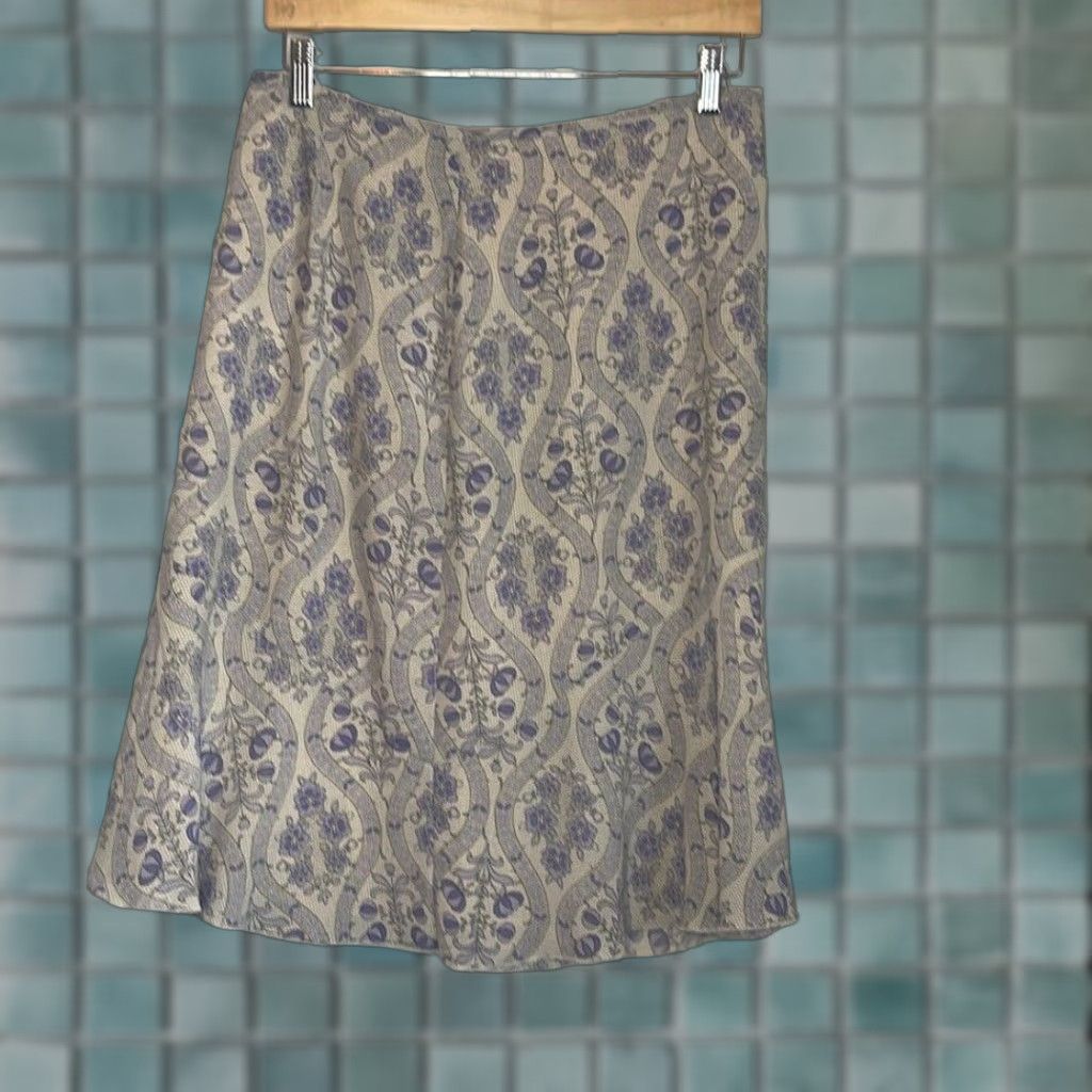 Oscar De La Renta VINTAGE Oscar de la Renta Womens Purple Floral Knee Length Skirt size 10 Size 32" / US 10 / IT 46 - 1 Thumbnail