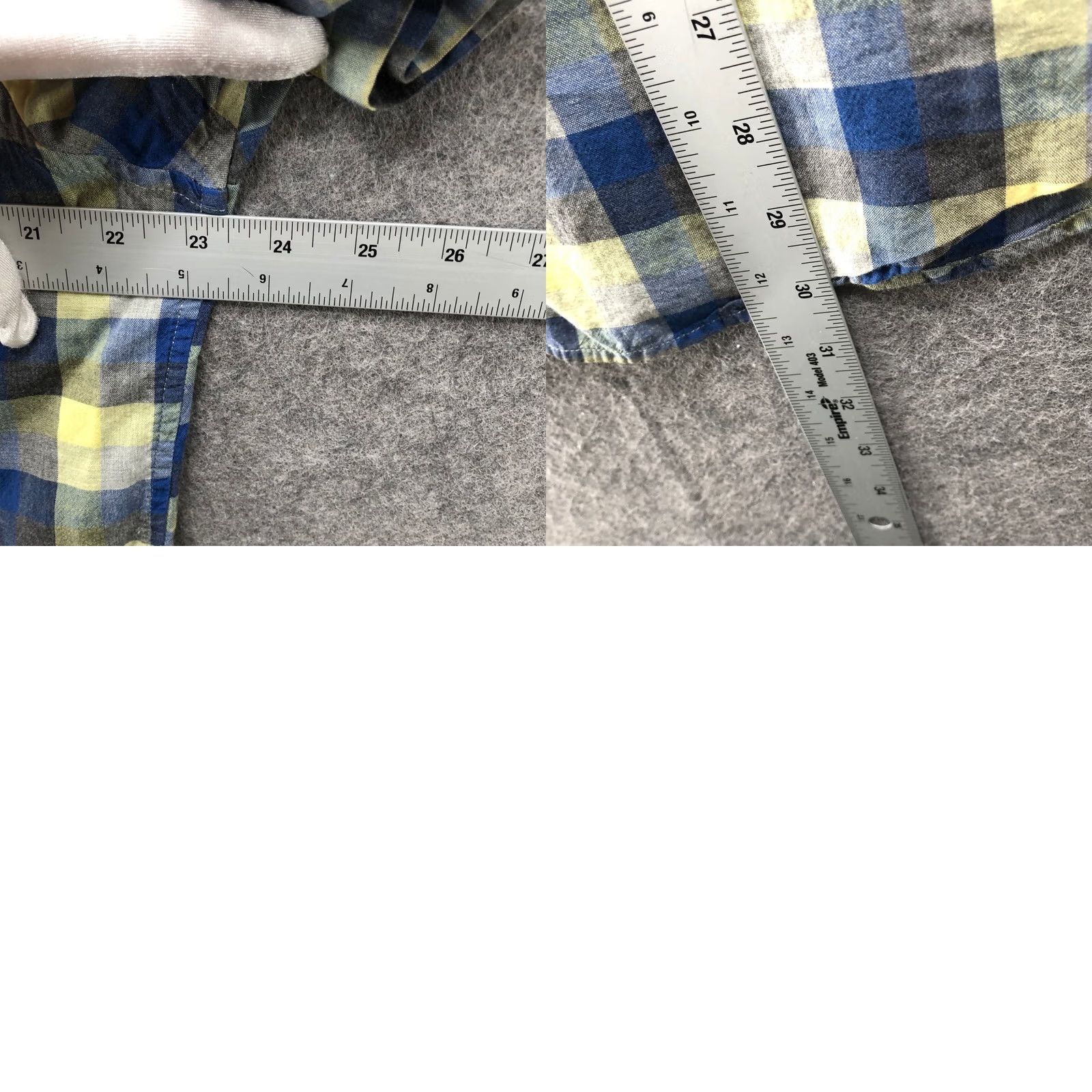 Gap Gap Lightweight Button Up Shirt Mens L Short Sleeve Blue Yellow Plaid Cotton Size US L / EU 52-54 / 3 - 8 Thumbnail