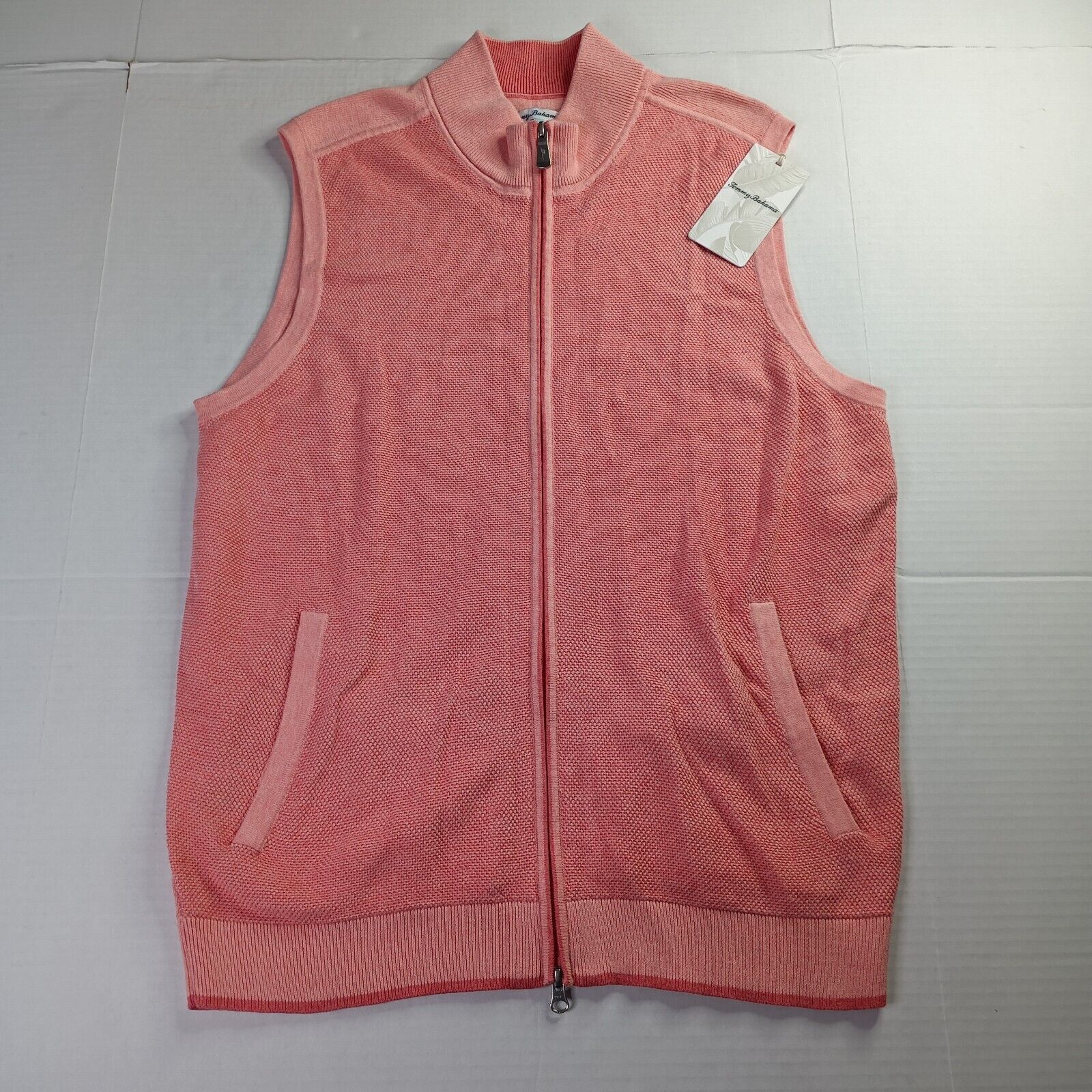 Tommy Bahama Tommy Bahama Coolside Island Zone Full Zip Vest Men's L Pink Size US L / EU 52-54 / 3 - 1 Thumbnail