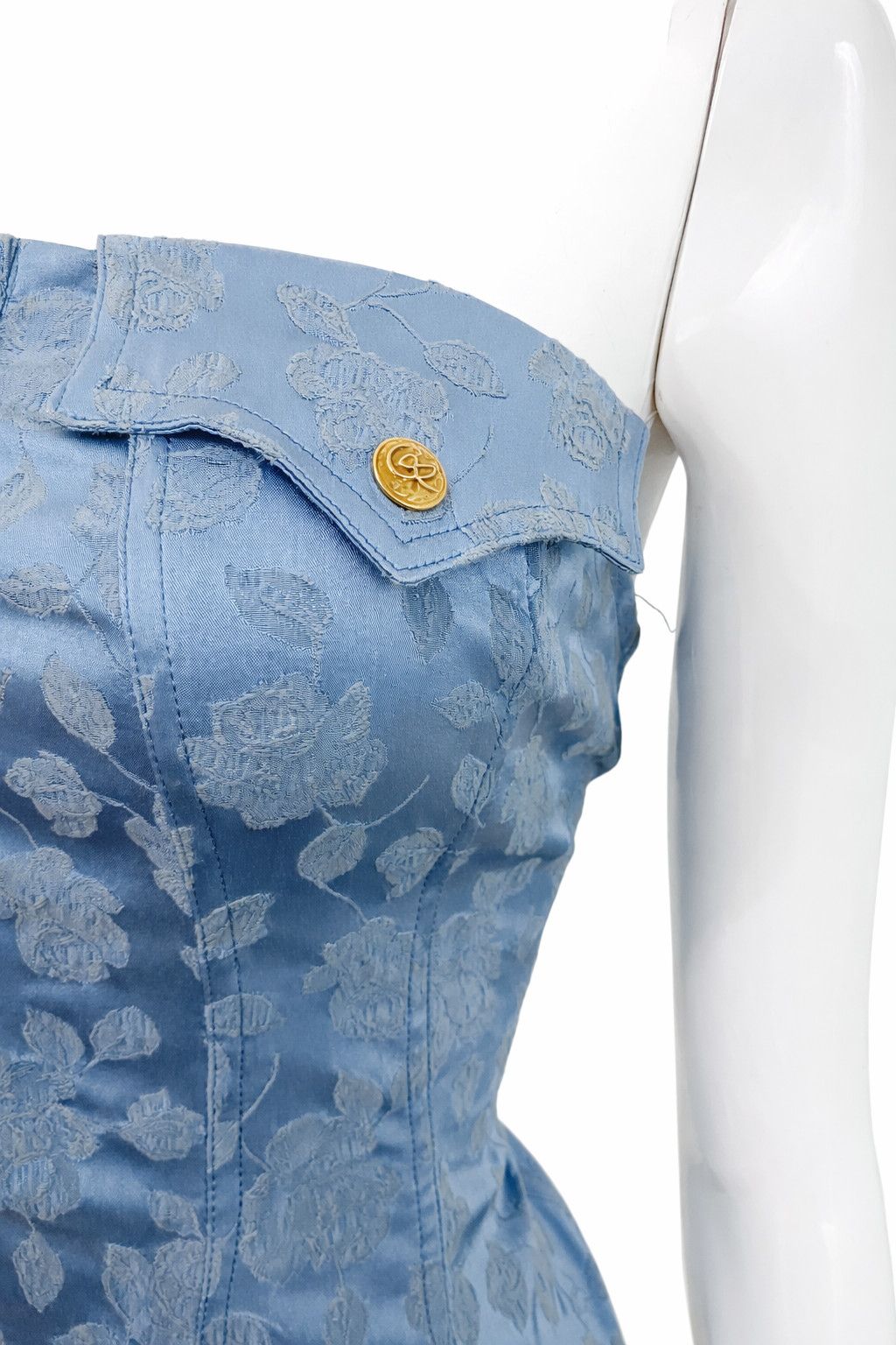 Christian Lacroix Christian Lacroix Corset Top – Blue Jacquard Gold Bustier Size S / US 4 / IT 40 - 6 Thumbnail