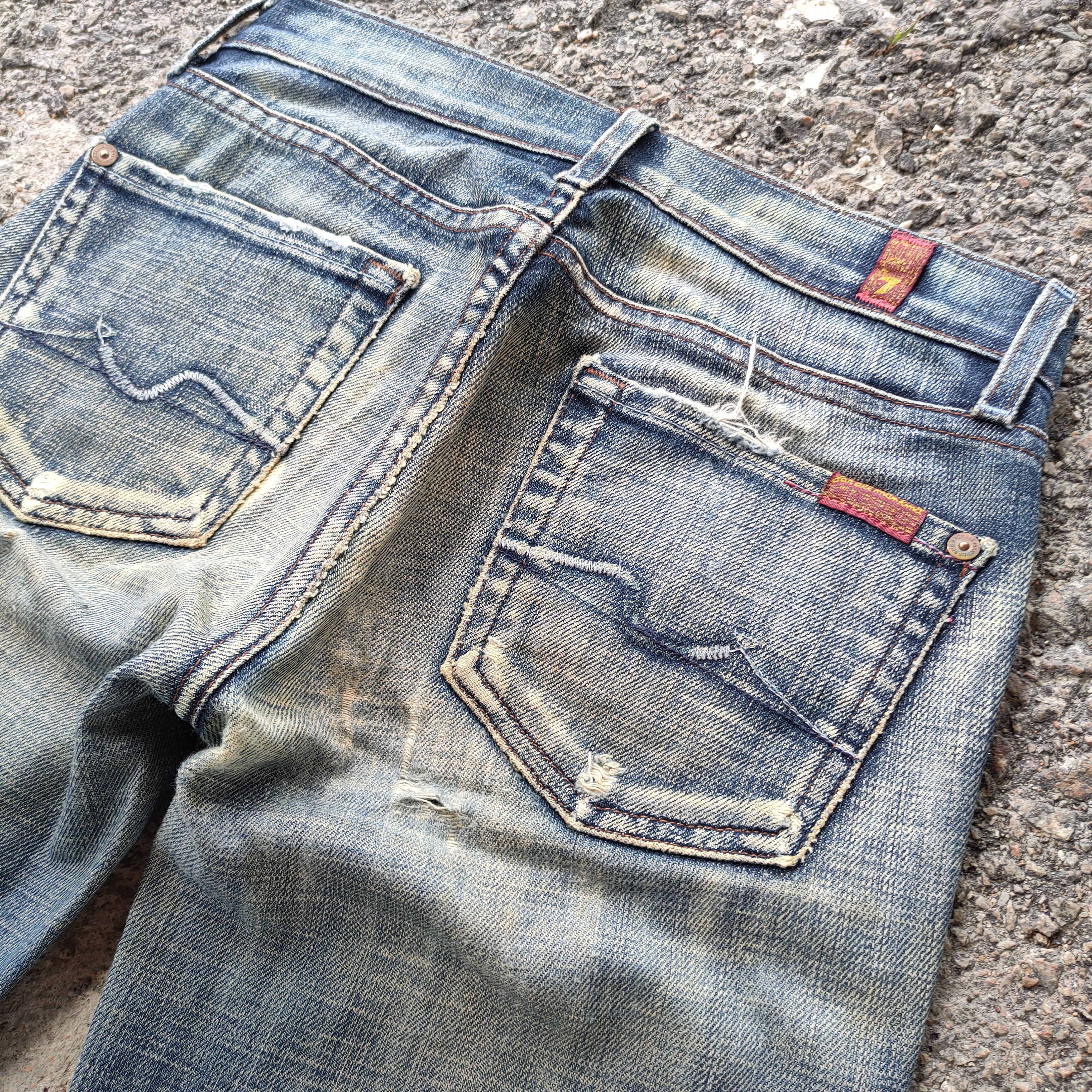 7 For All Mankind BOOTCUT 7 FOR ALL RIPPED FADED JEANS DENIM PANTS Size US 26 / EU 42 - 11 Thumbnail