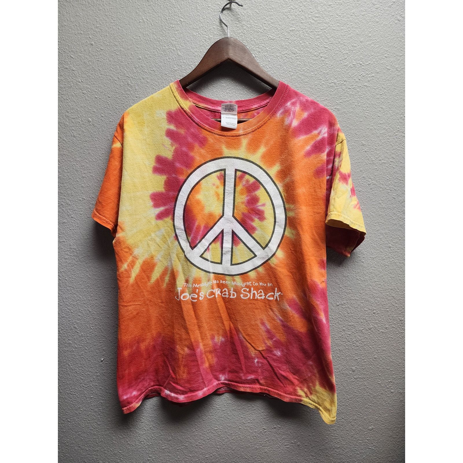 Gildan Joes Crab Shack Shirt Tie-Dye Peace Love Crabs Tee VTG Large Size US L / EU 52-54 / 3 - 1 Thumbnail