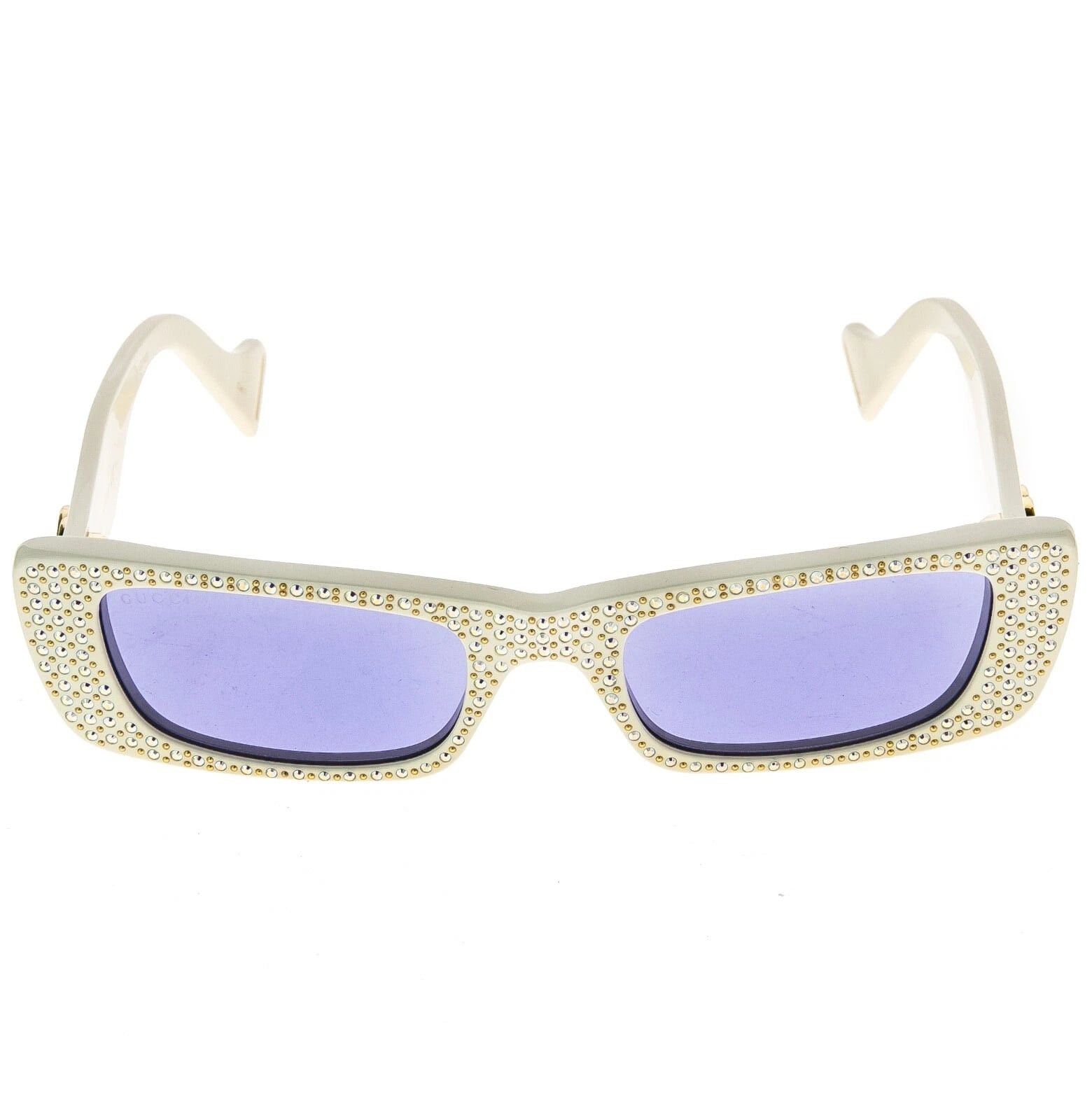 Gucci GUCCI GG0516S 0516 Ivory Lilac Crystal Geometric Sunglasses Size ONE SIZE - 5 Thumbnail