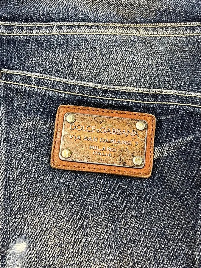 Designer × Dolce & Gabbana × Vintage 2010s Dolce & Gabbana Navy Brut Denim Jeans Size US 32 / EU 48 - 11 Thumbnail