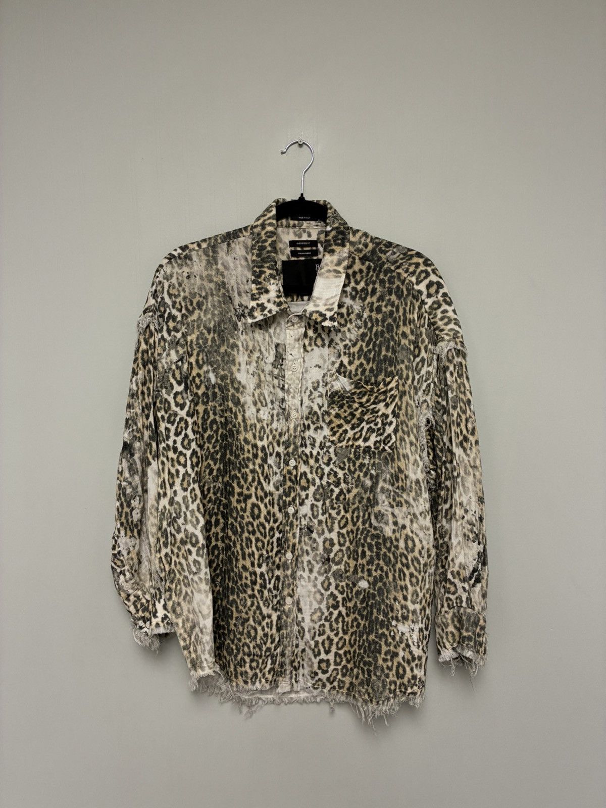 R13 Shredded Seam Drop Neck Shirt Leopard XS Size XS / US 0-2 / IT 36-38 - 12 Thumbnail