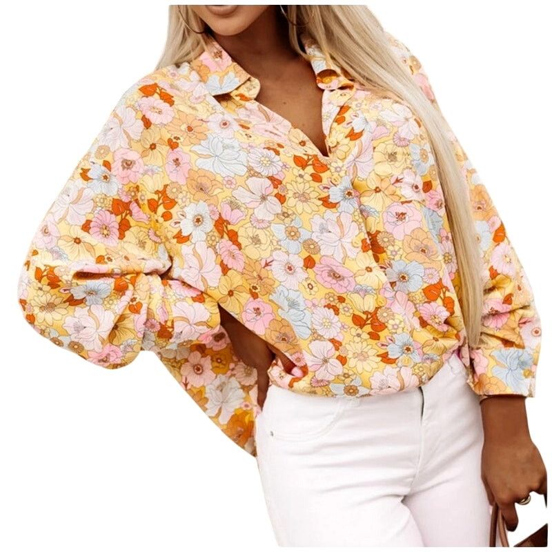 Other Karlie Multicolor Floral Long Sleeve Button Up Collar Blouse Size S / US 4 / IT 40 - 1 Thumbnail