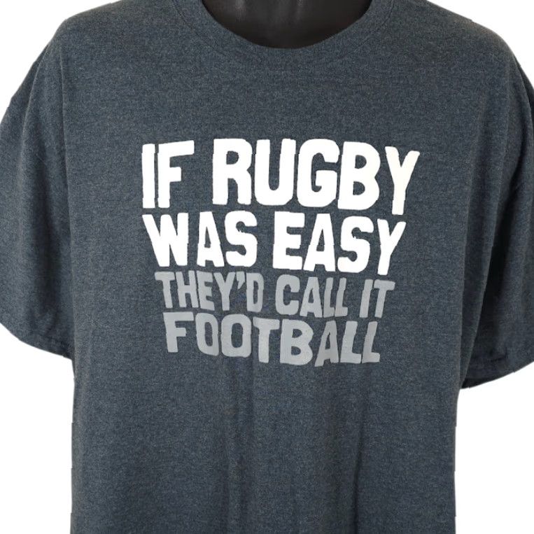 Vintage If Rugby Was Easy T Shirt Mens Size XL Gray Theyd Call It Football Size US XL / EU 56 / 4 - 2 Thumbnail