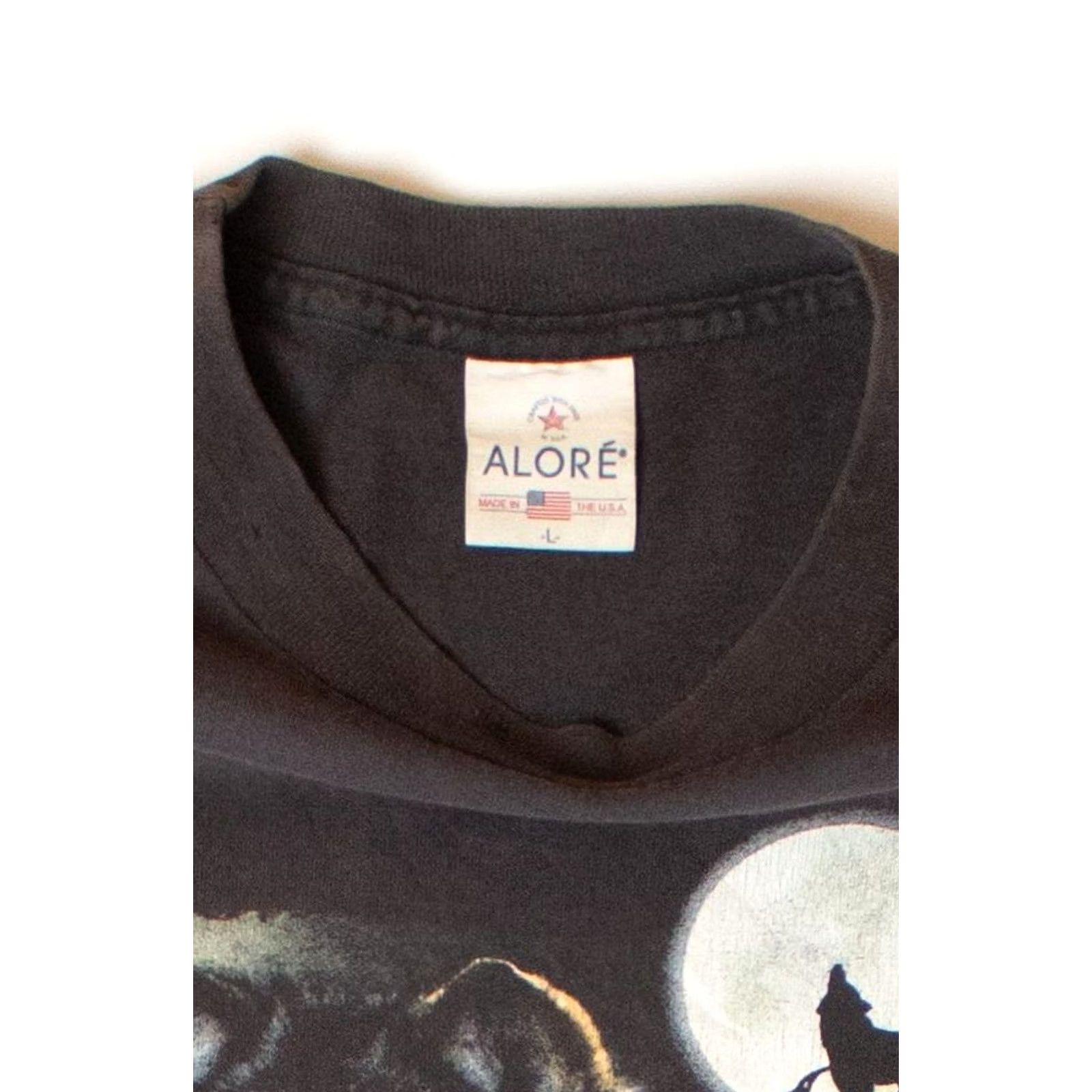Vintage VINTAGE Alore Spirit of the Wild T-Shirt Unisex Adults Large Black 2000s Short Sleeve Medium Chest 21.5" 27" Cotton 100% Mens Womens Boys Girls Size US L / EU 52-54 / 3 - 4 Thumbnail