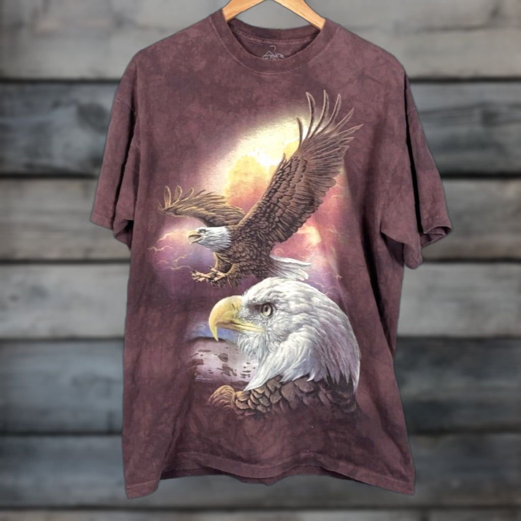 The Mountain The Mountain T-Shirt Adult XL Brown Bald Eagle Tie Dye Nature Collage Graphic Print Mens Size US XL / EU 56 / 4 - 1 Thumbnail