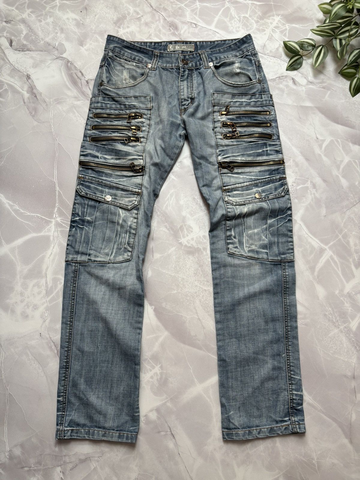 Japanese Brand Kosmo Lupo Japanese Style Denim Cargo Jeans Distressed Y2K Size US 32 / EU 48 - 1 Thumbnail