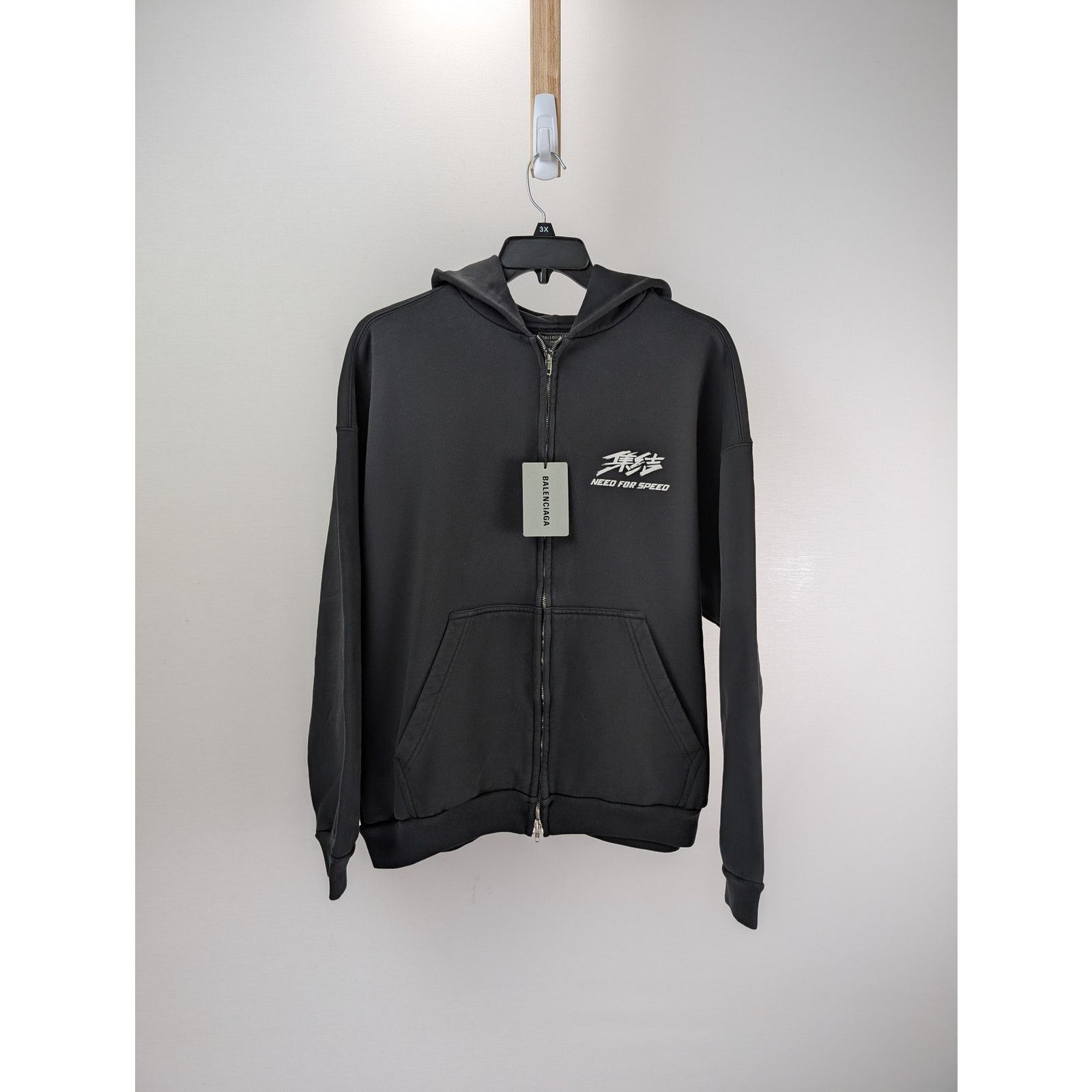 Balenciaga o1rshd1 Need for Speed Tape Fit Zip-up Hoodie in Black Size US L / EU 52-54 / 3 - 2 Thumbnail